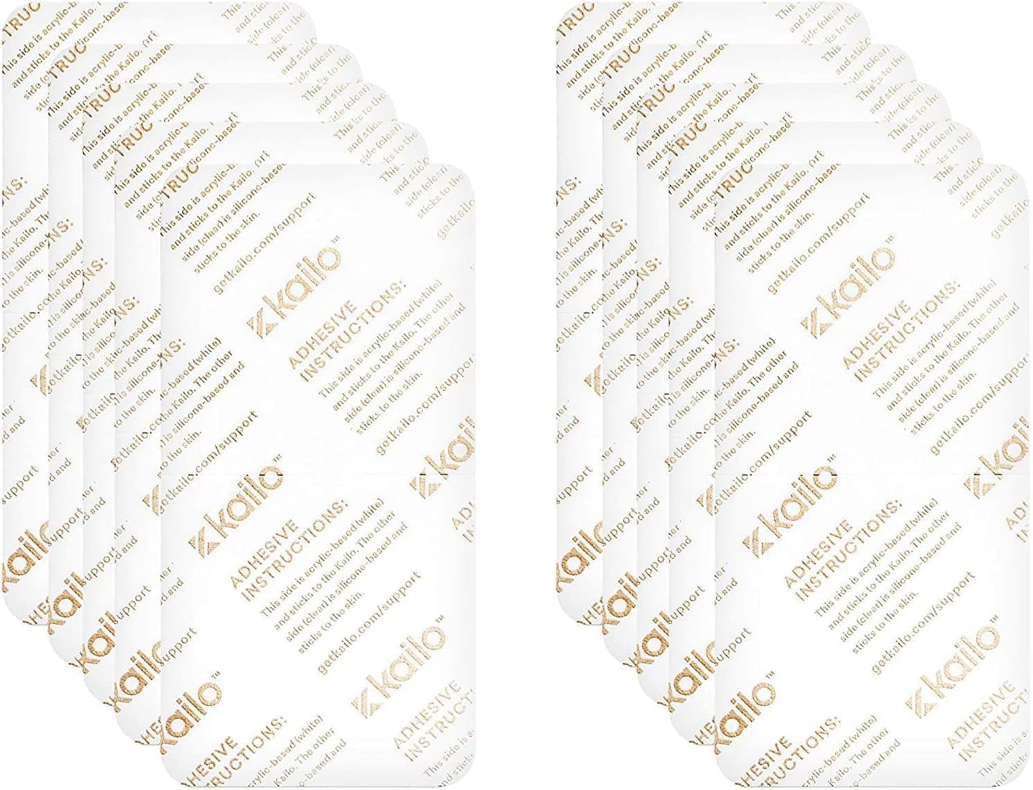 Kailo Patch Adhesives - Double-Sided Adhesives for use with the Kailo Patch - Attach one Side to the Patch, the Other to Your Skin - Soft, Sensitive, Repositionable - Pack of 10