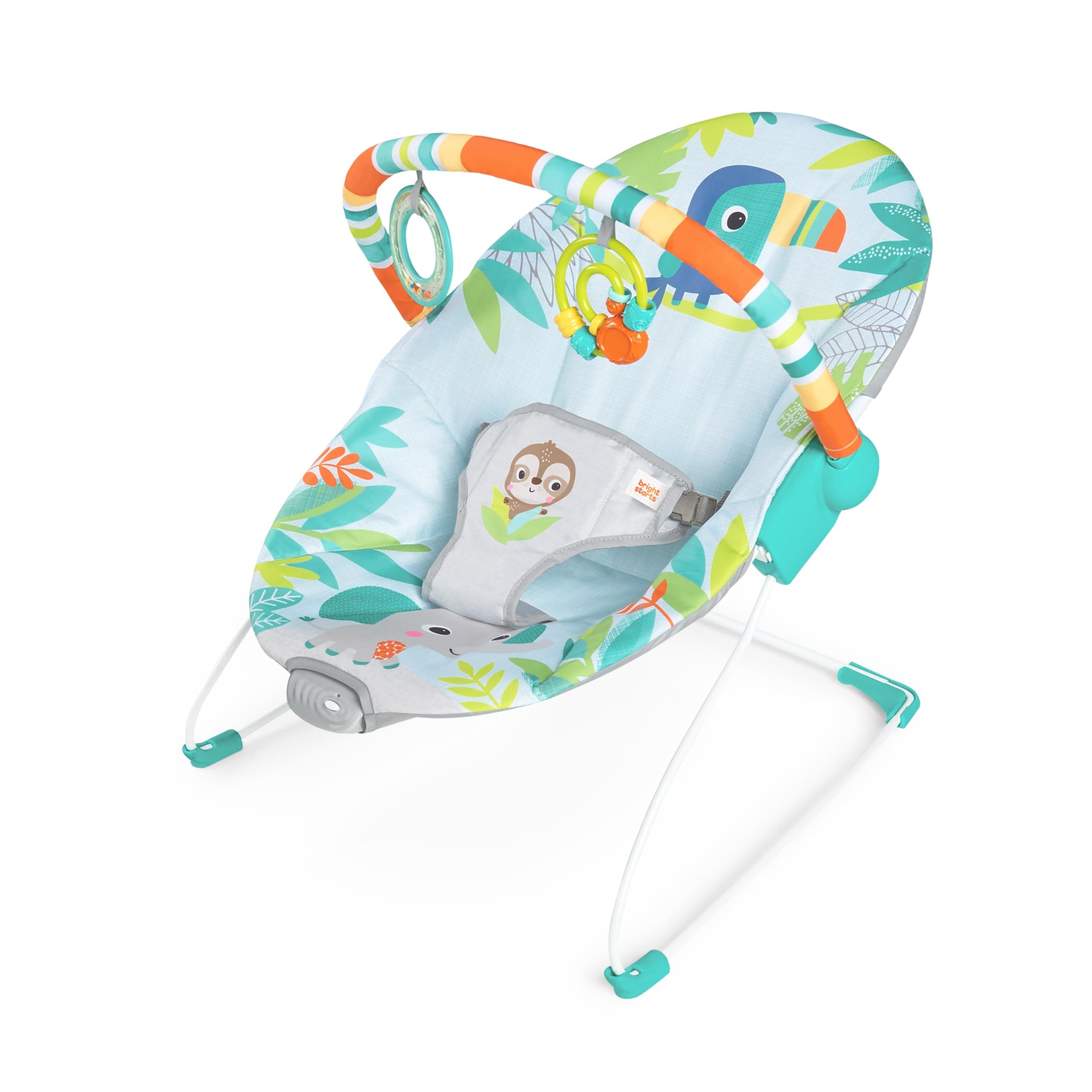 Baby Bouncer Soothing Vibrations Infant Seat - Removable -Toy Bar, Nonslip Feet, 0-6 Months Up to 20 lbs (Rainforest Vibes)