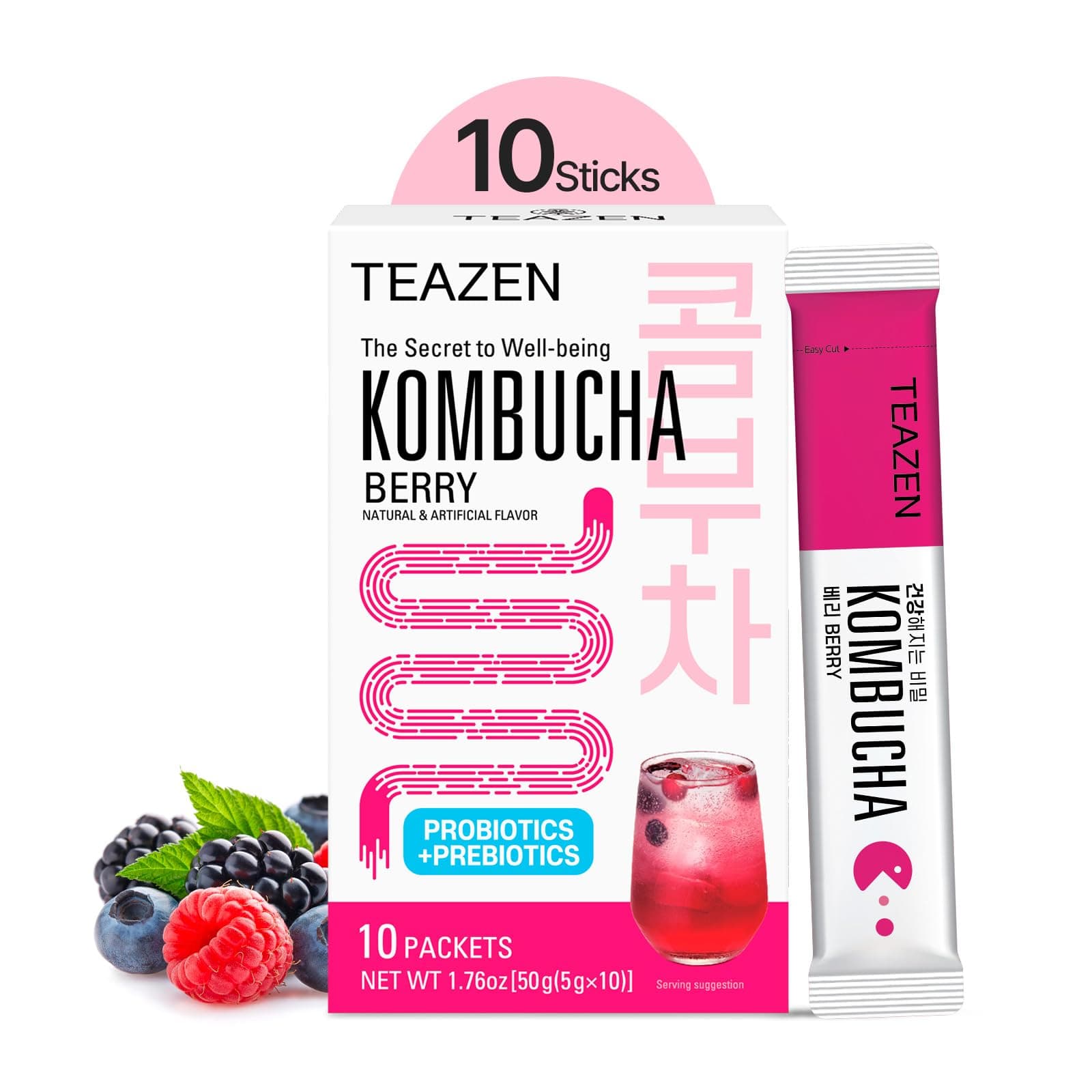 Teazen Kombucha Berry Probiotics (10 sticks)