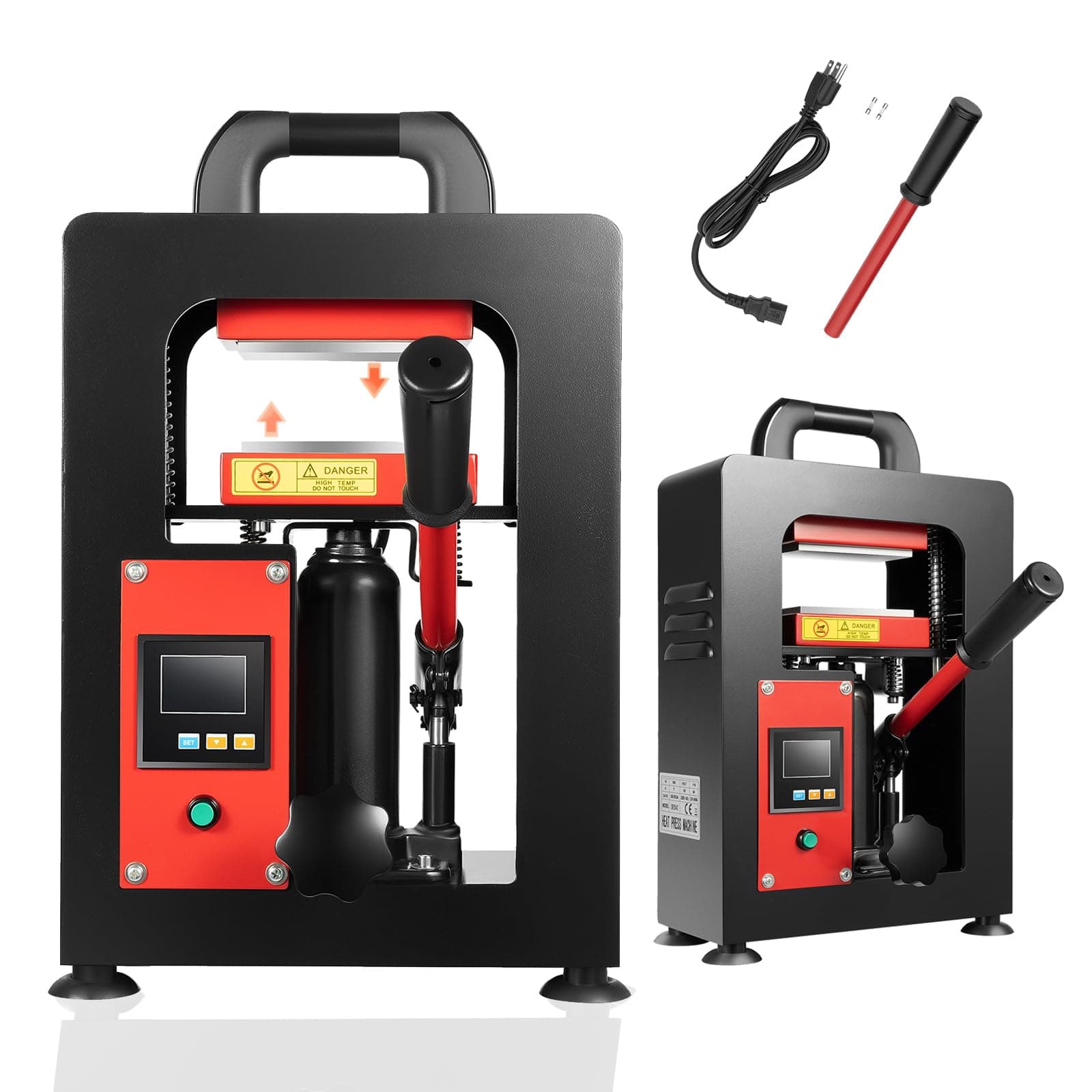 JAYGOVAN 5 Ton Hydraulic Heat Press Machine 900W Portable Manual Heat Press Machine with 2.4'' X 4.7''Dual Heating Plate & LSD Controller Timer,Heavy Duty Press for Oil Extraction,Printed Textiles