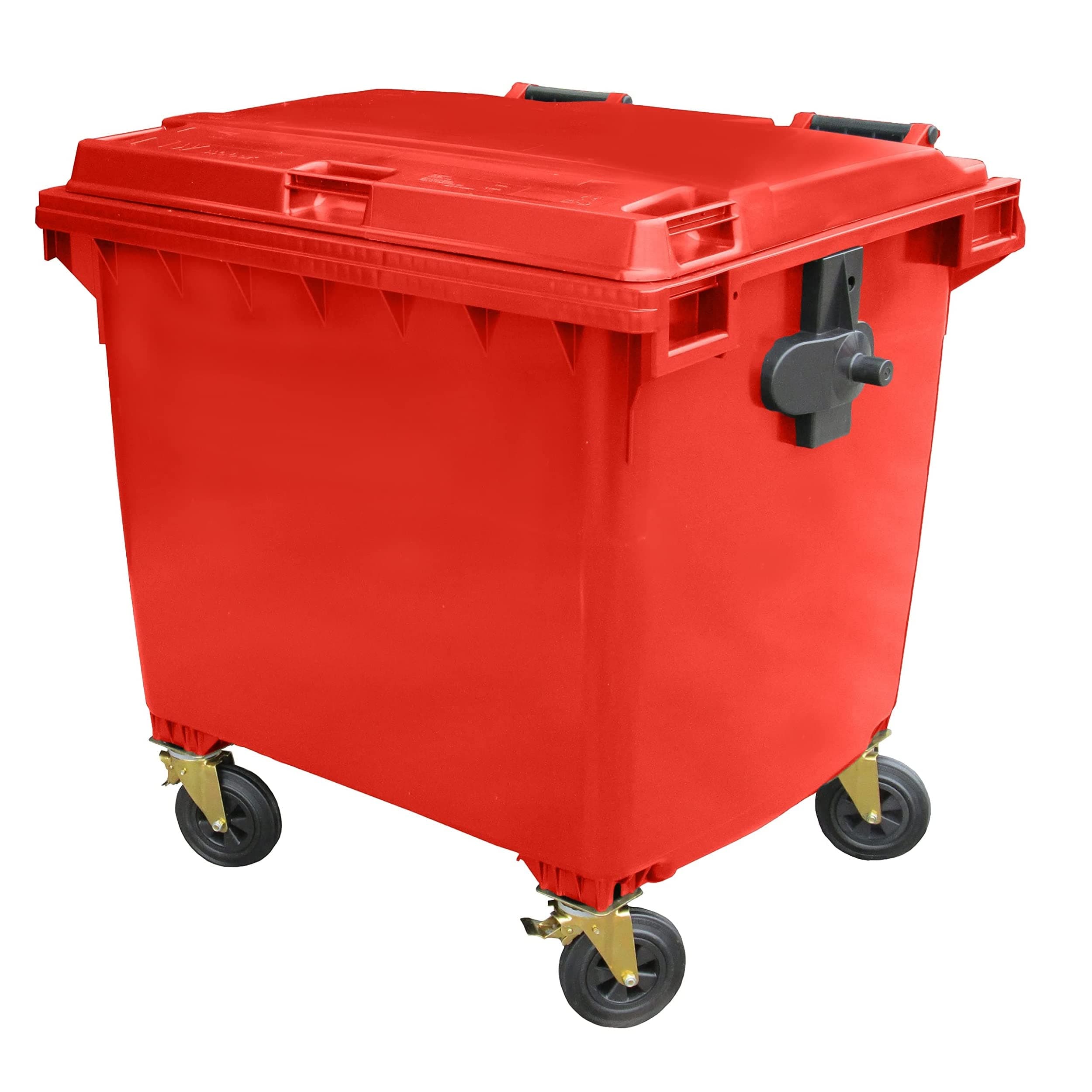 Red 1100 ltr 4 Wheel Wheelie Bin - Large Size 4-Wheel Wheelie Bin - Tough & Durable - For All Your Outdoor Rubbish & Recycling - EN840 Certified & Tested