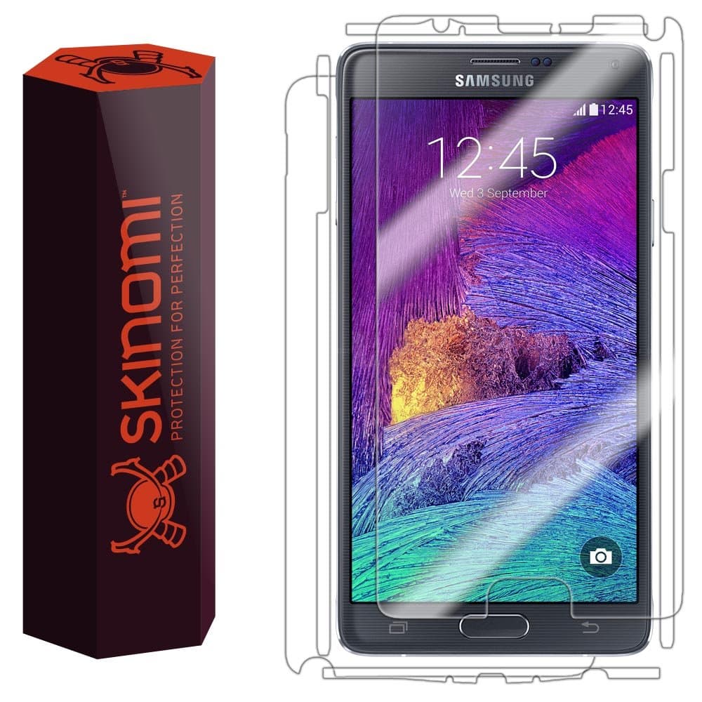 Skinomi Full Body Skin Protector Compatible with Samsung Galaxy Note 4 (Screen Protector + Back Cover) TechSkin Full Coverage Clear HD Film