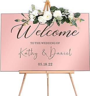 Welcome to Our Wedding Sign Personalised Wedding Entrance Sign Custom Welcome Weddings Signs Mirror Acrylic Guide Plaque Weddings Mirror Signs(Rose Gold S Design 1)