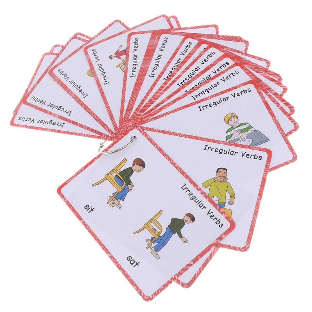 SANCENT 13 Pieces, Irregular verbs- Educational Learning Picture & Word Card Flashcards(English word learning card & pocket size flash card for children and Preschool) ,13x10cm
