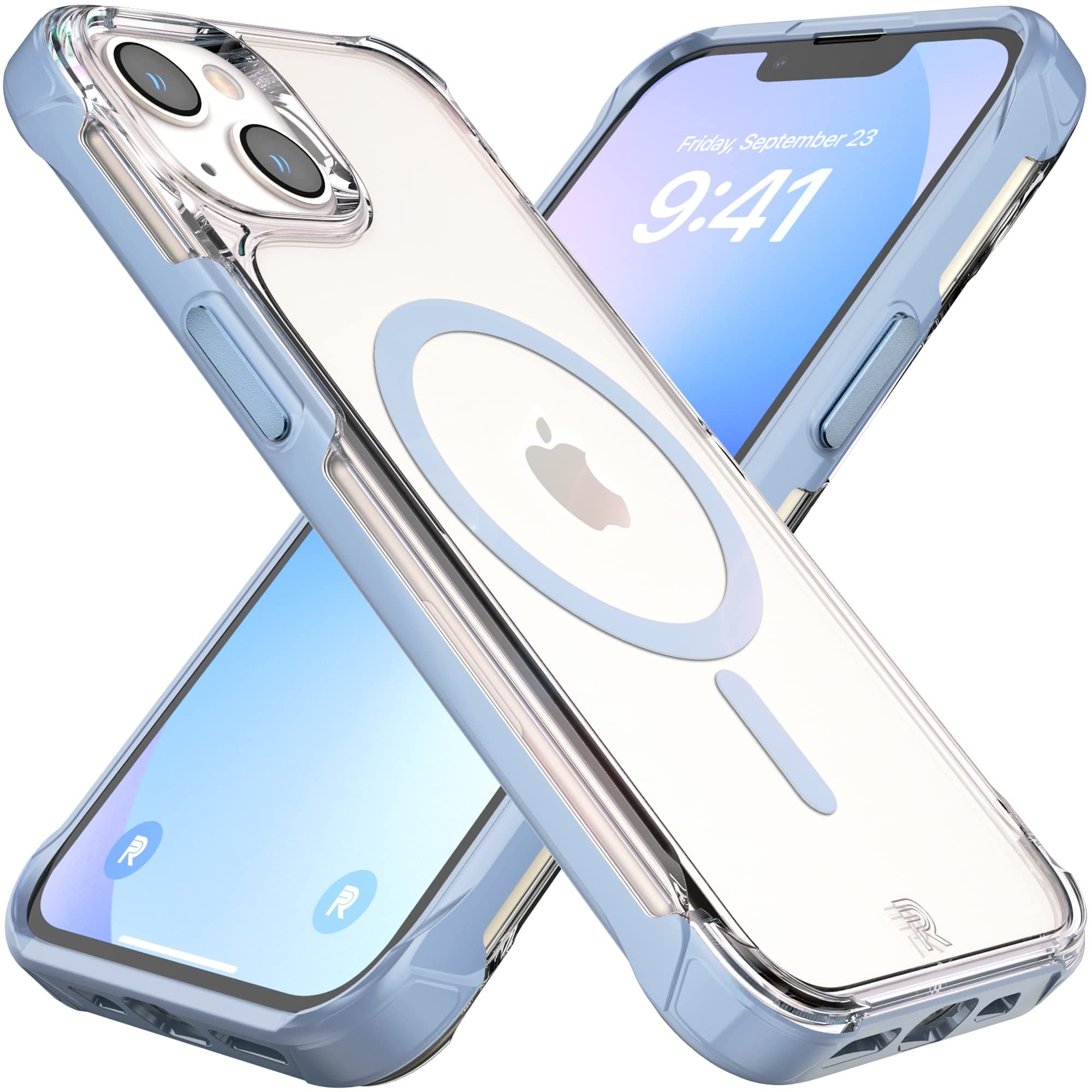 Phone REBEL Clear iPhone 13 Case [Crystal Series Gen-3] MagSafe Compatible, Non-Yellowing Anti-Scratch, Protective Shockproof Bumpers, Metal Buttons, Slim Fit Grip, 6.1 Inch 2021 (Crystal Sierra Blue)
