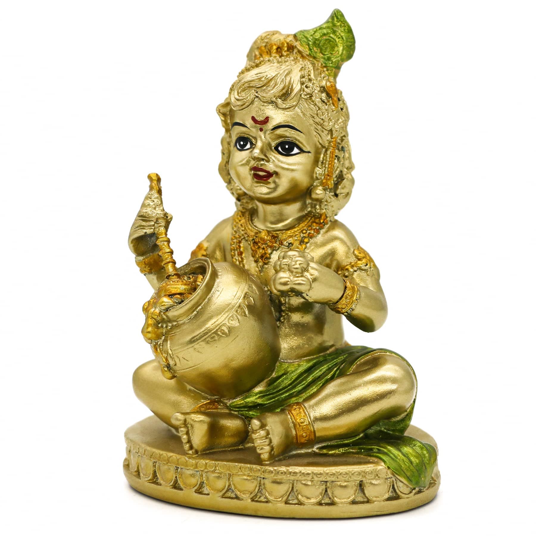 alikiki Hindu God Baby Krishna Statue - Indian Small Krishna Idol Figurine Home Office Mandir Temple Pooja Item India Murti Buddha Religious Gifts Lord Krishna Sculpture