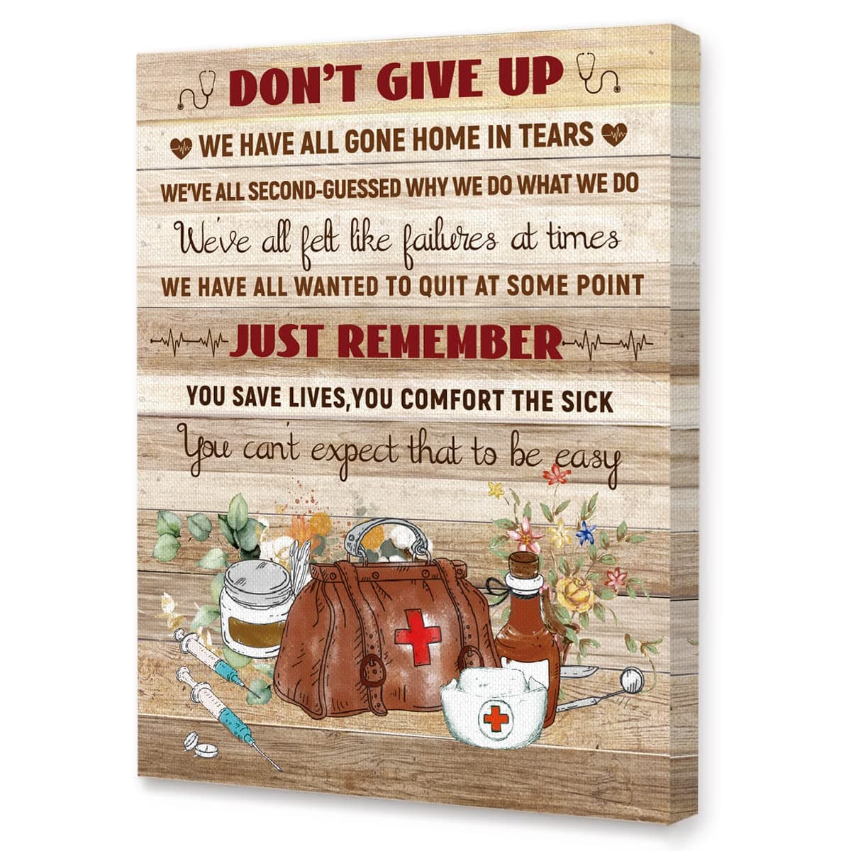 LISTNGBO Motivational Canvas Art - Don't Give Up Doctor Nurse Office Decor, Appreciation Gift