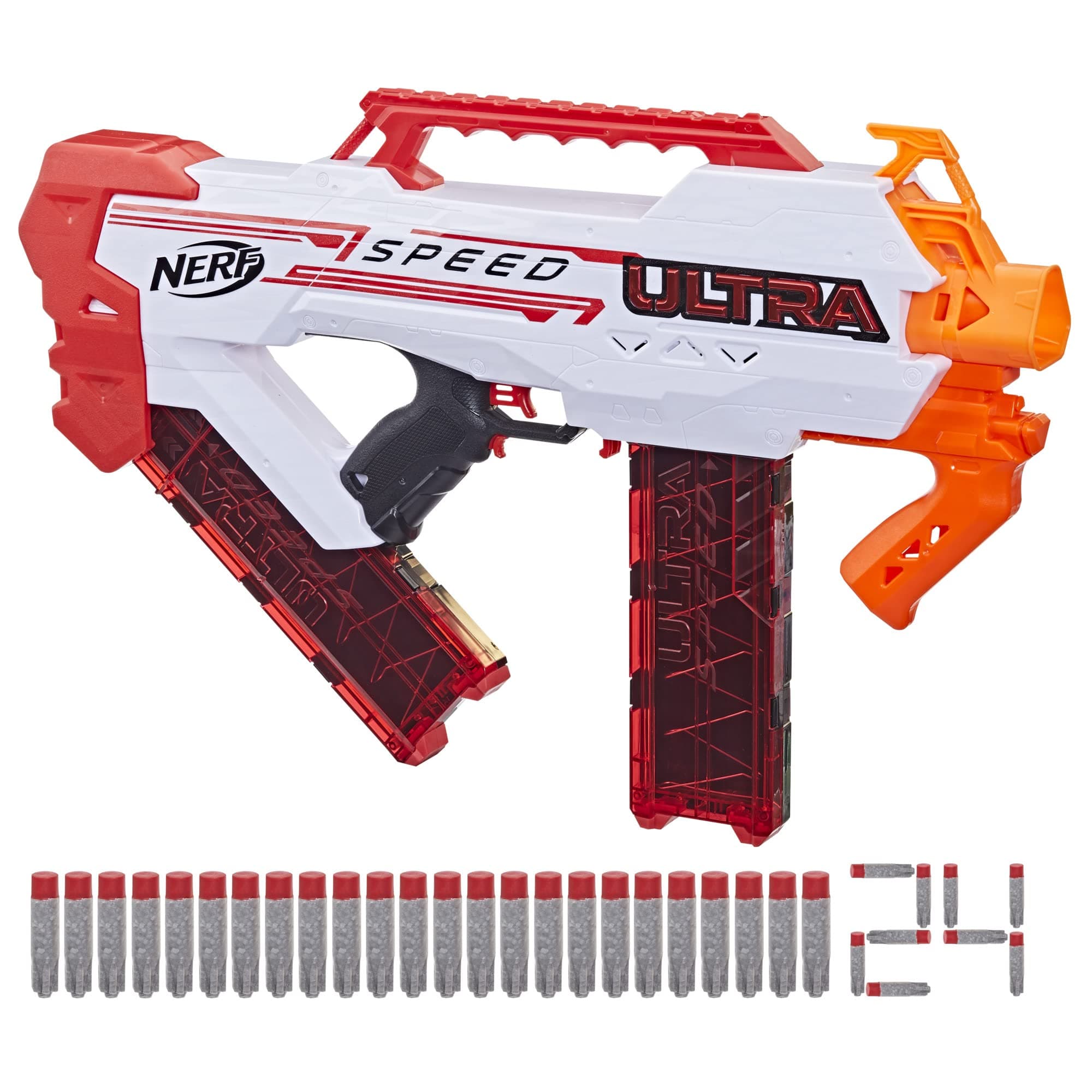 Hasbro NERF Ultra Speed Fully Motorized Blaster, Fastest Firing, 24 AccuStrike Ultra Darts, Ages 8+