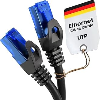 25m – Ethernet, patch & network cable (transfers gigabit internet speed, ideal for 1Gbps networks/LANs, routers, modems, switches, RJ45 plug (blue), black)