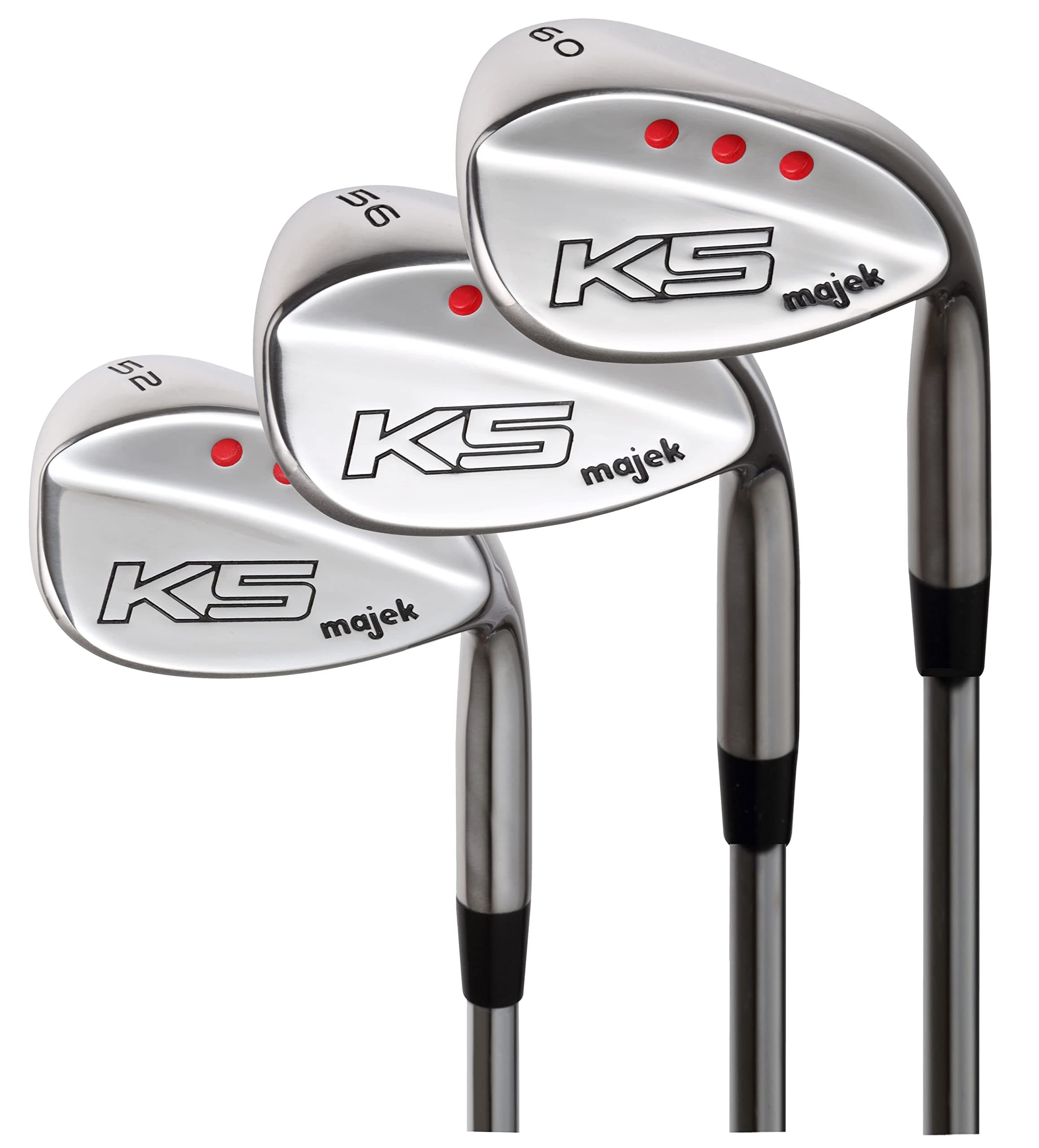 Majek Golf Senior Men's Complete Wedge Set: 52° Gap Wedge (GW), 56° Sand Wedge (SW), 60° Lob Wedge (LW) Right Handed Senior Flex Steel Shaft