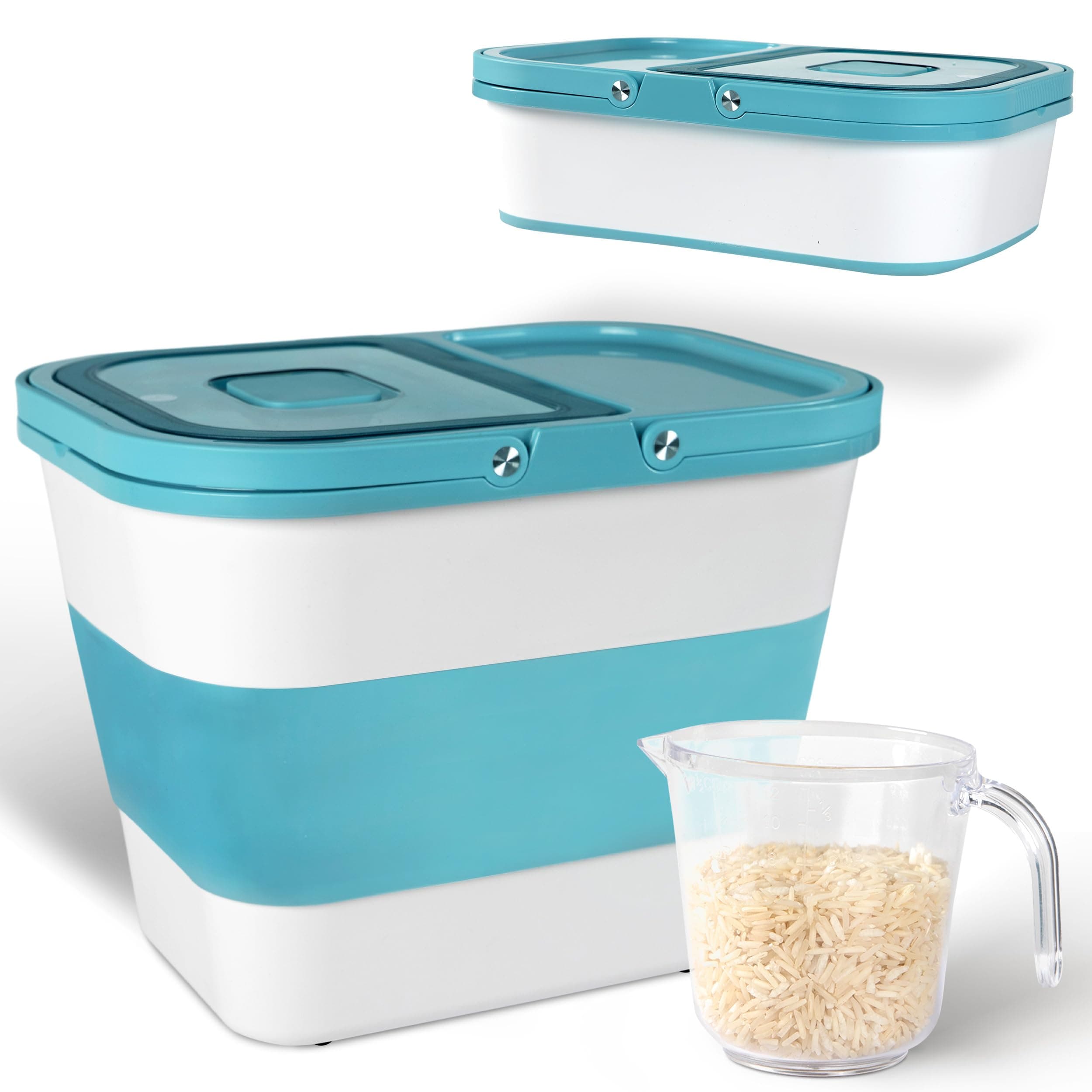 Chef's Path Collapsible Rice Storage Container for Pantry Organization and Storage (Blue)