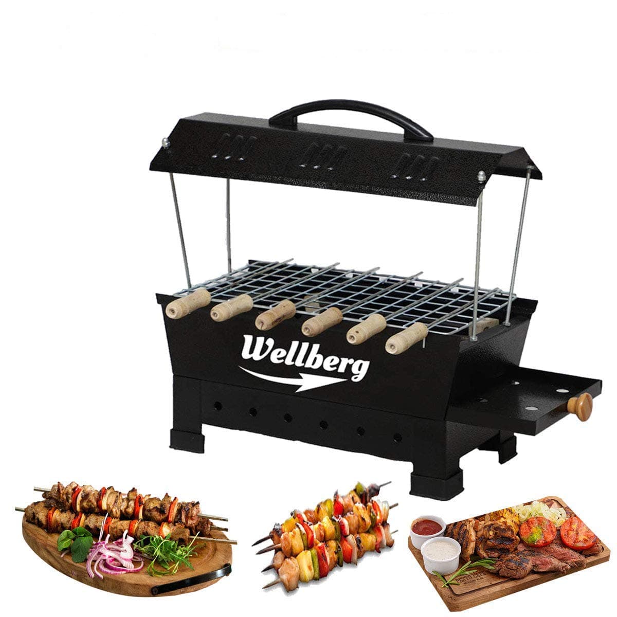 SUNBERG Wellberg Multi Work Electric and Charcoal BBQ (Black)