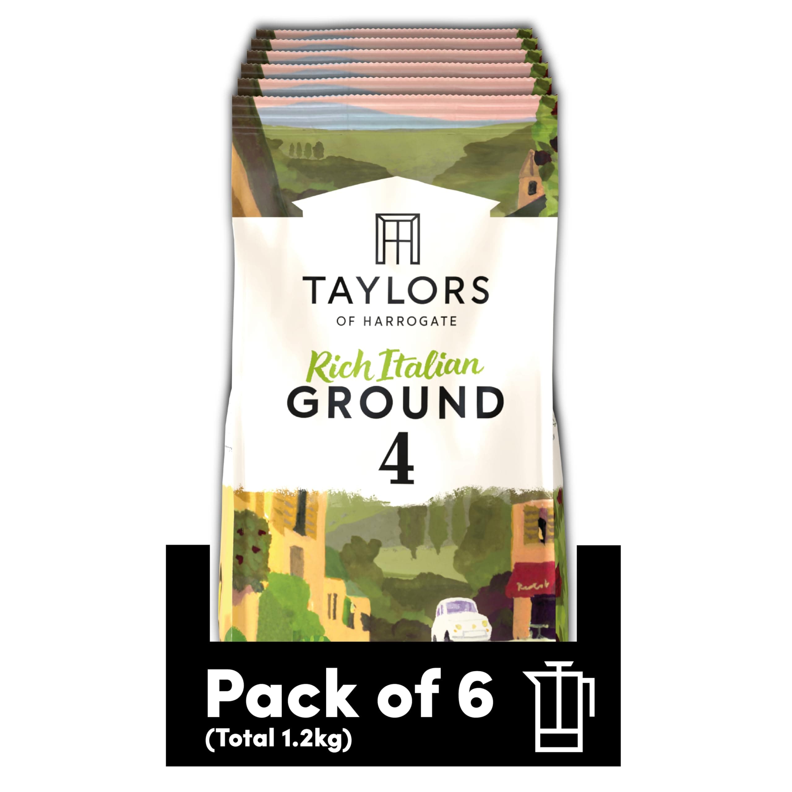 Taylors of Harrogate Rich Italian Ground Coffee, 200 g (Pack of 6 - Total 1.2kg)