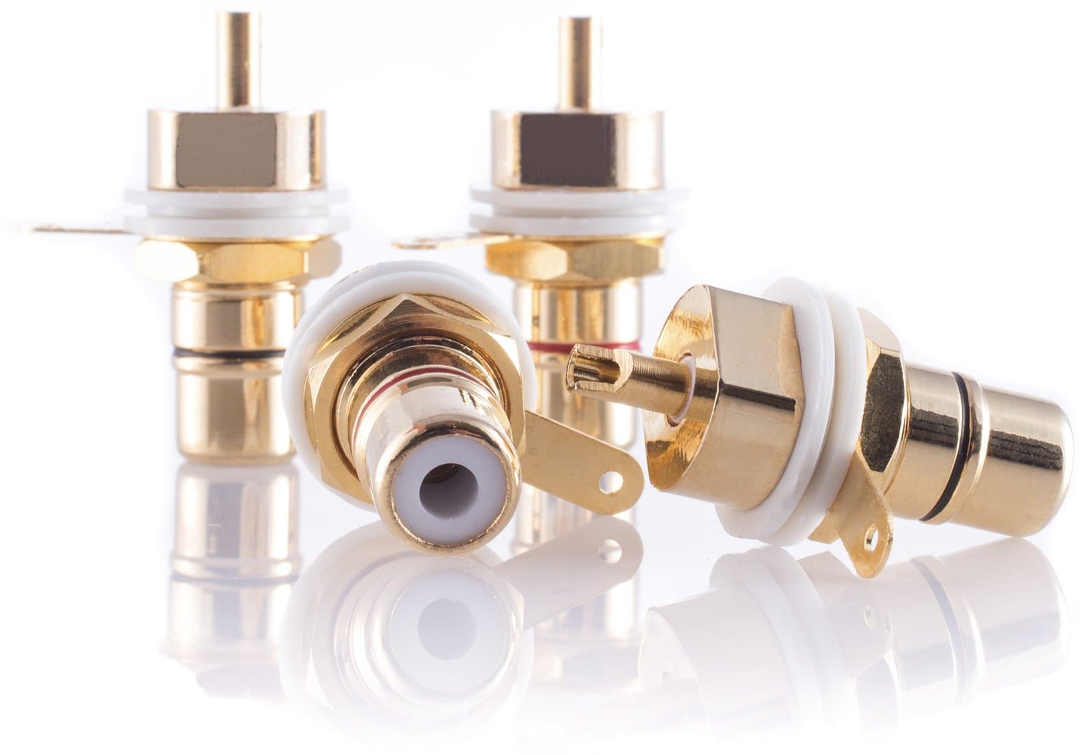 4x Hifi Lab RCA Phono Sockets Plug Connector Jack Cinch Chassis Panel RCA Female Mounting 24 k Gold Plated inlets Terminal Audio High-End 4 pcs