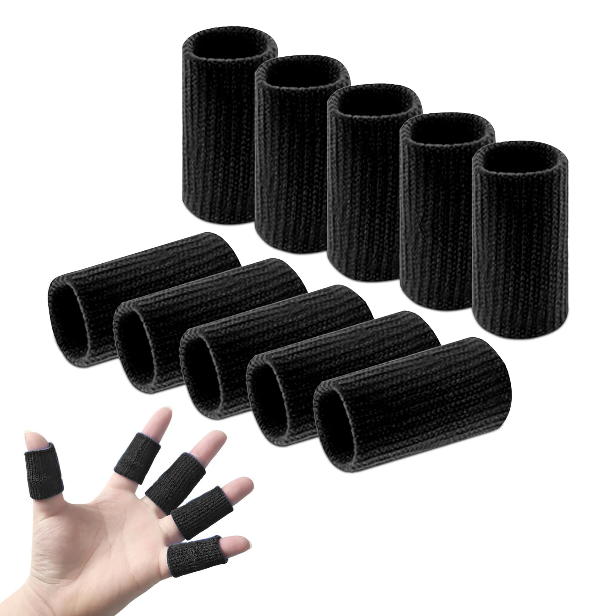 High Quaility Winter Finger Sleeve Basket Ball Guard Support Sport sleevers cricket fielding cover (BLACK)