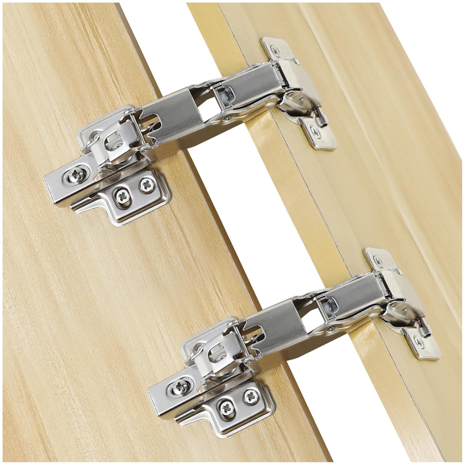 Cabinet Hinges,1 Pair 175 Degree Hinges, Concealed Hydraulic Adjustable Mounting Soft Close Cabinet Hinge Nickel-Plated Steel Buffer Dampers for Wardrobe, Cupboard, Folded Door (Half Overlay)