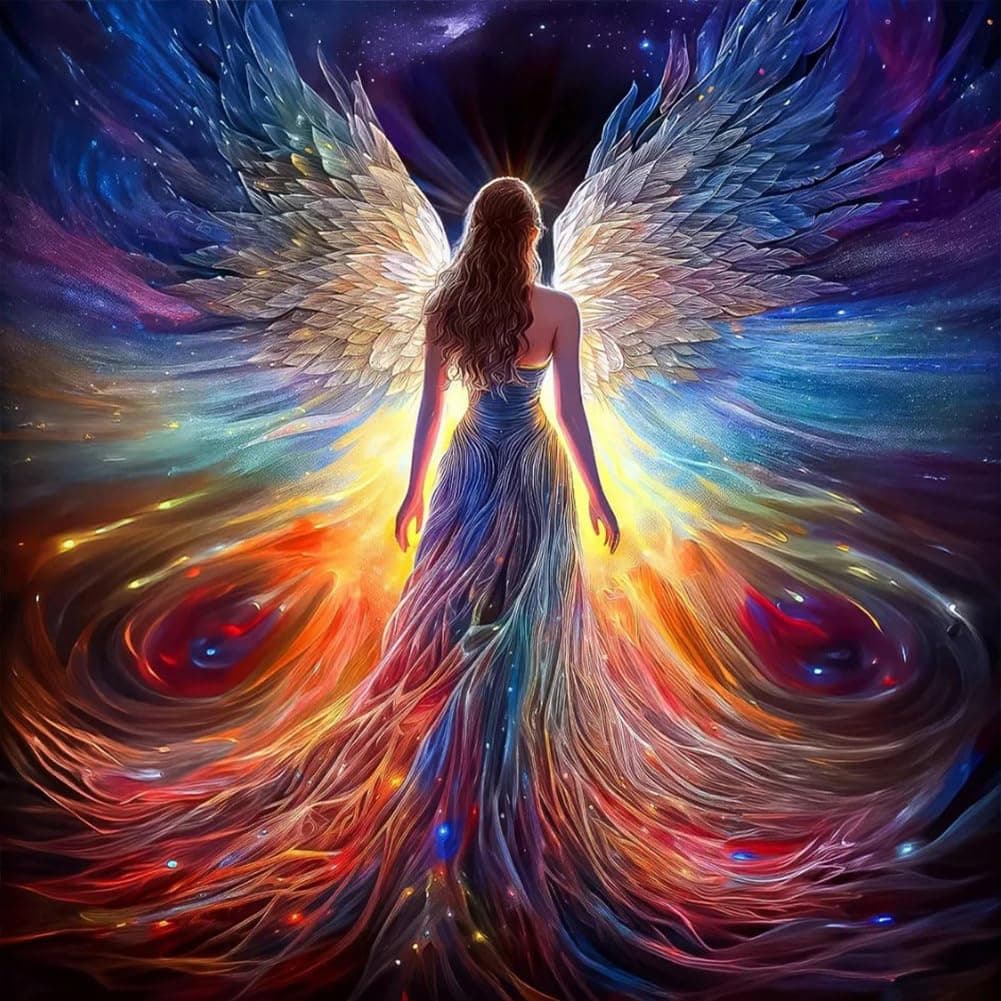 WSLWXSHM Diamond Painting Kits for Adults, Round Full Drill Diamond Art Kits, 5D DIY Paint with Diamonds Crafts for Home Wall Decoration Gifts 12×12Inch, Angel Fairy