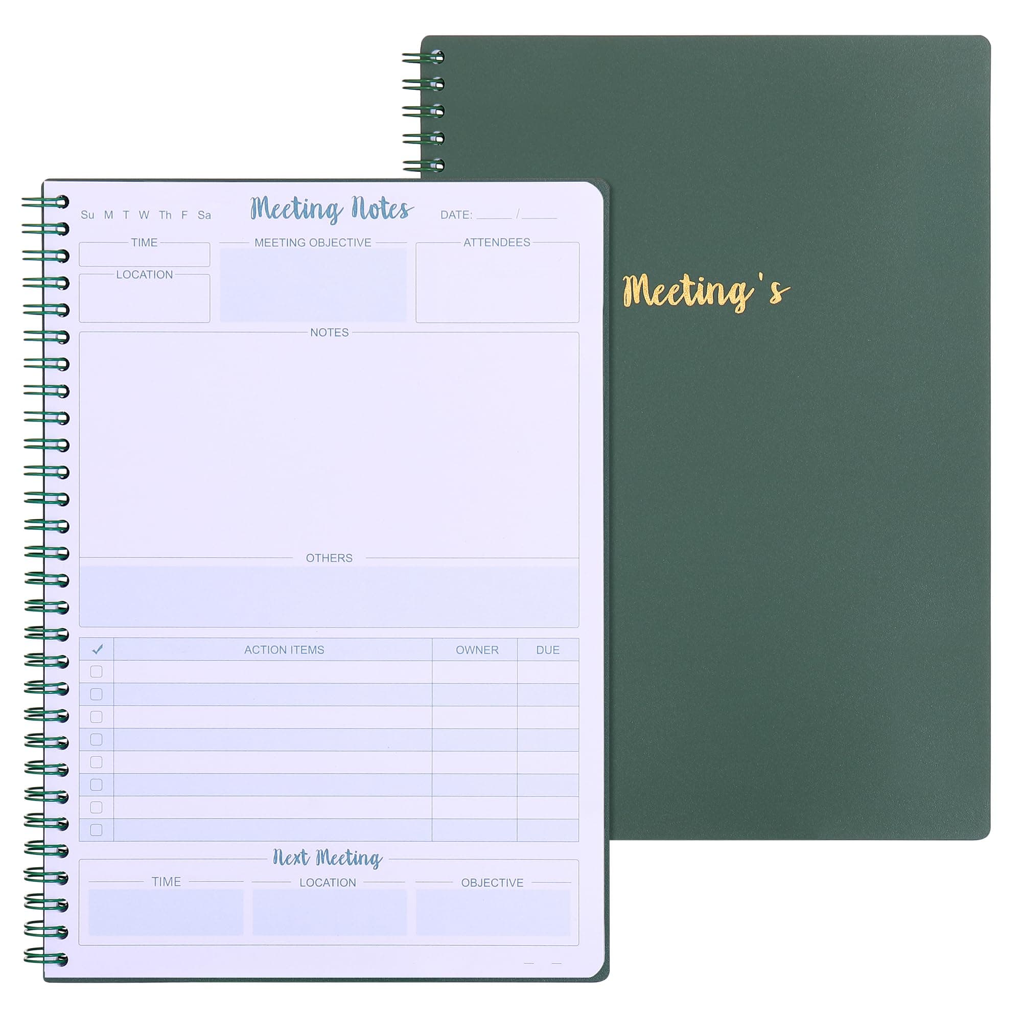 SeQeSMeeting Notebook for Work - Perfect for Project Planning, Note Taking, and Agenda Organization - Durable, Professional, and Stylish - 120 Pages (7âx10â) (Green)