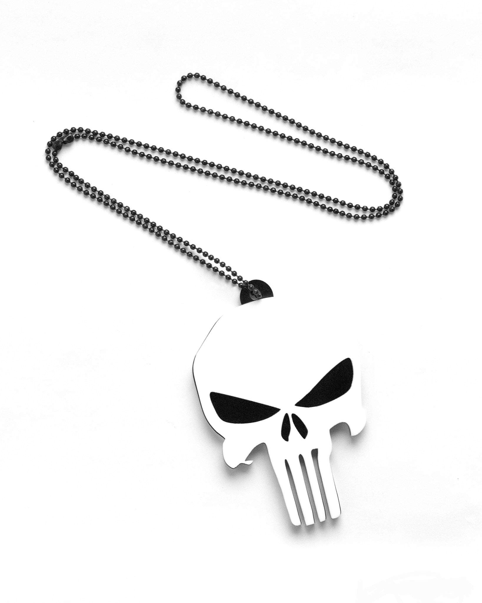 - The Logo Man Punisher White 3D Car Hanging Acrylic Double Sided with Chain