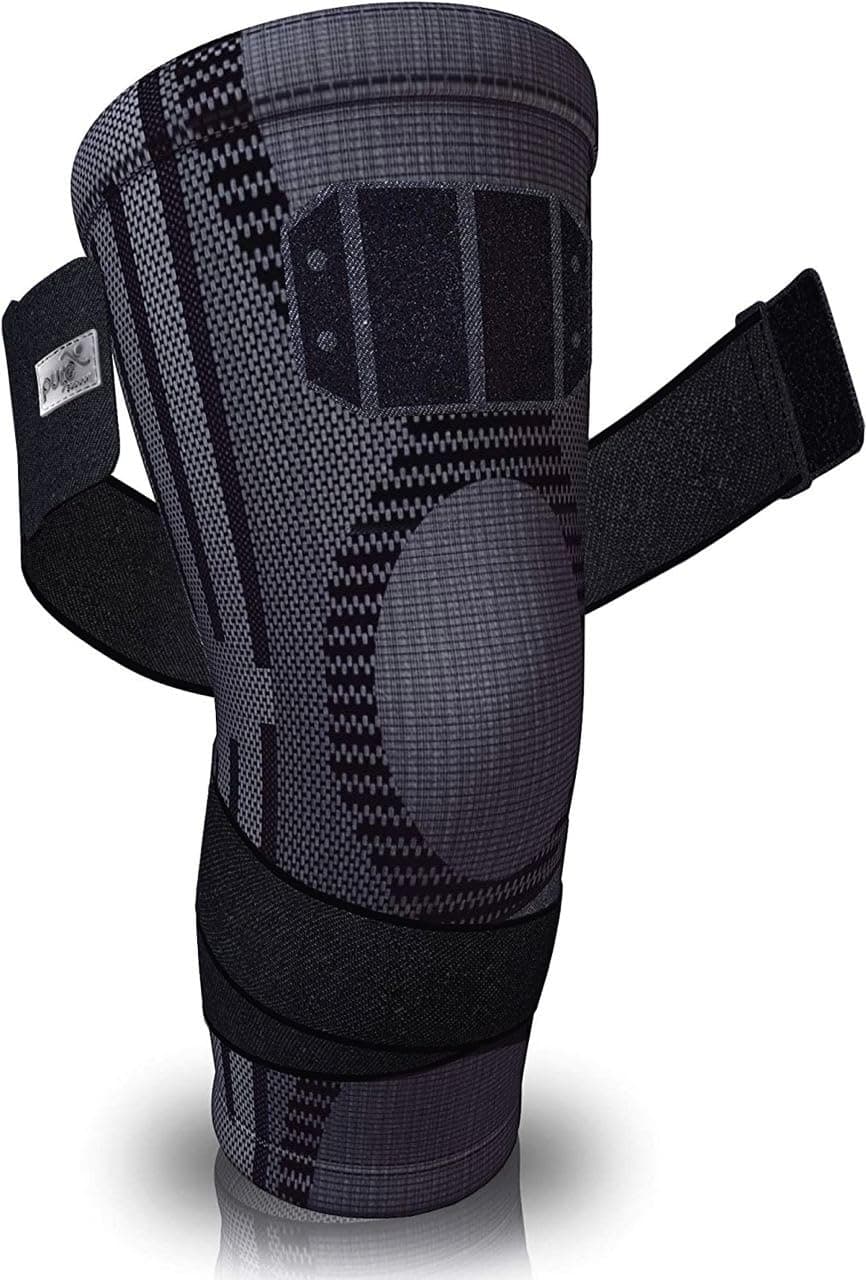 PURE SUPPORT Knee Brace Sleeve with Strap Compression Patella Stabilizer for Meniscus Tear | Arthritis Pain | Running | Basketball | Crossfit | Sports | Gym | Men | Women
