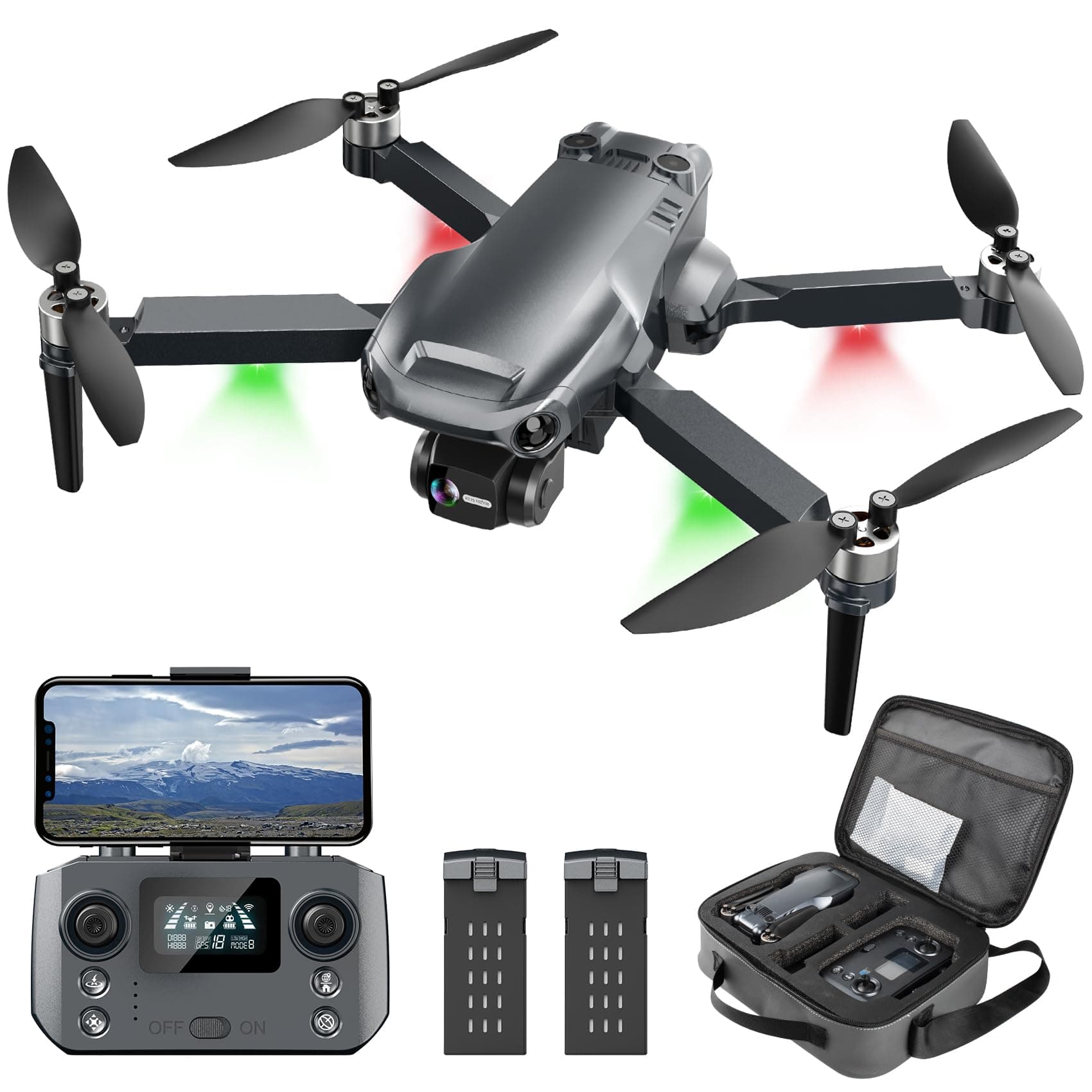 Drone with 4K Camera RC Quadcopter for Adults, 1640ft Long Range Video Transmission, 3-Axis Gimbal, 46Mins Flight Time GPS Auto Return and Follow Me, Circle Fly, Waypoint Fly, Altitude Hold