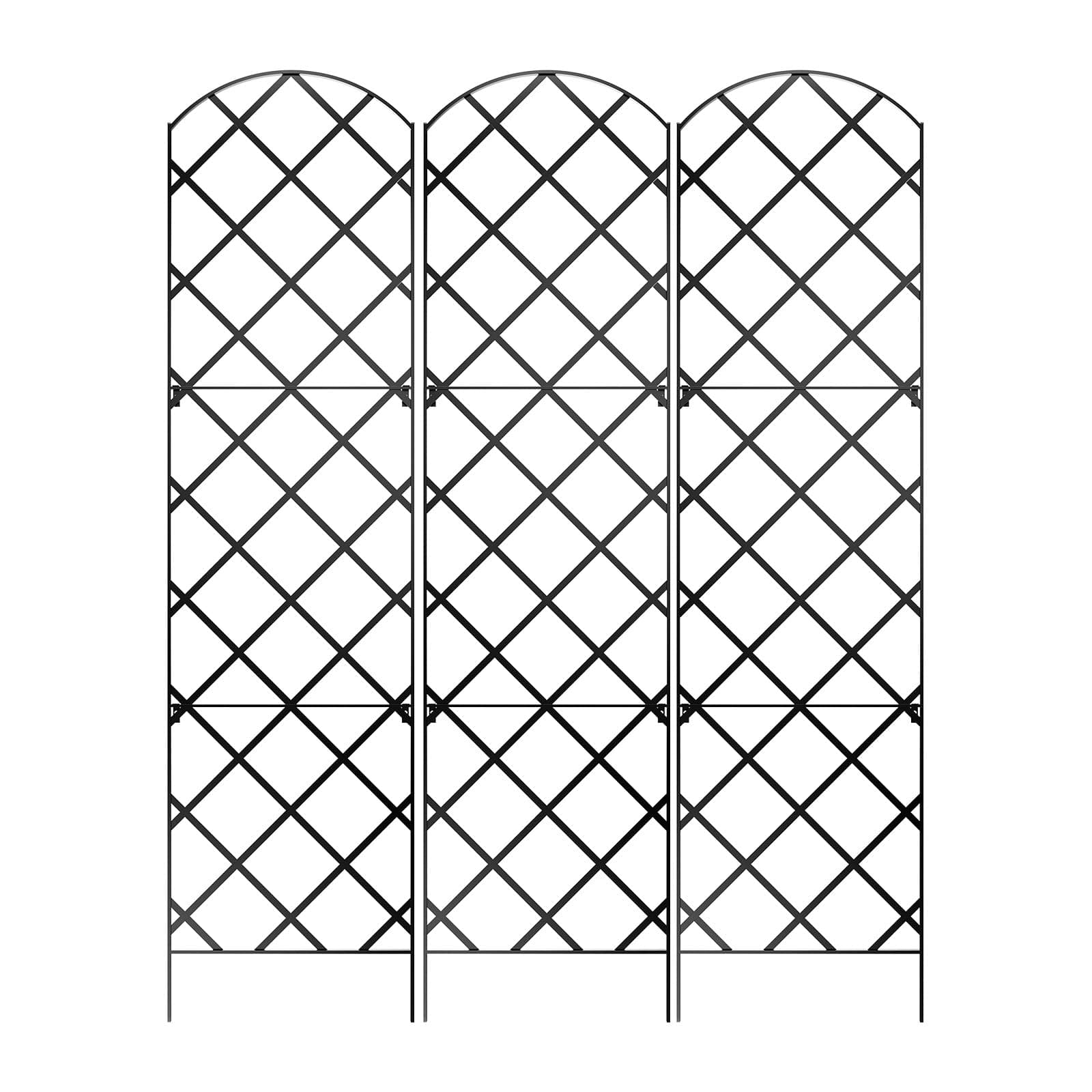 Giant Trellis, 108” high (9’ Tall) by 28” Wide Trellis with Arched top - Pack of 3 Complete trellises - by Meranti Home + Garden