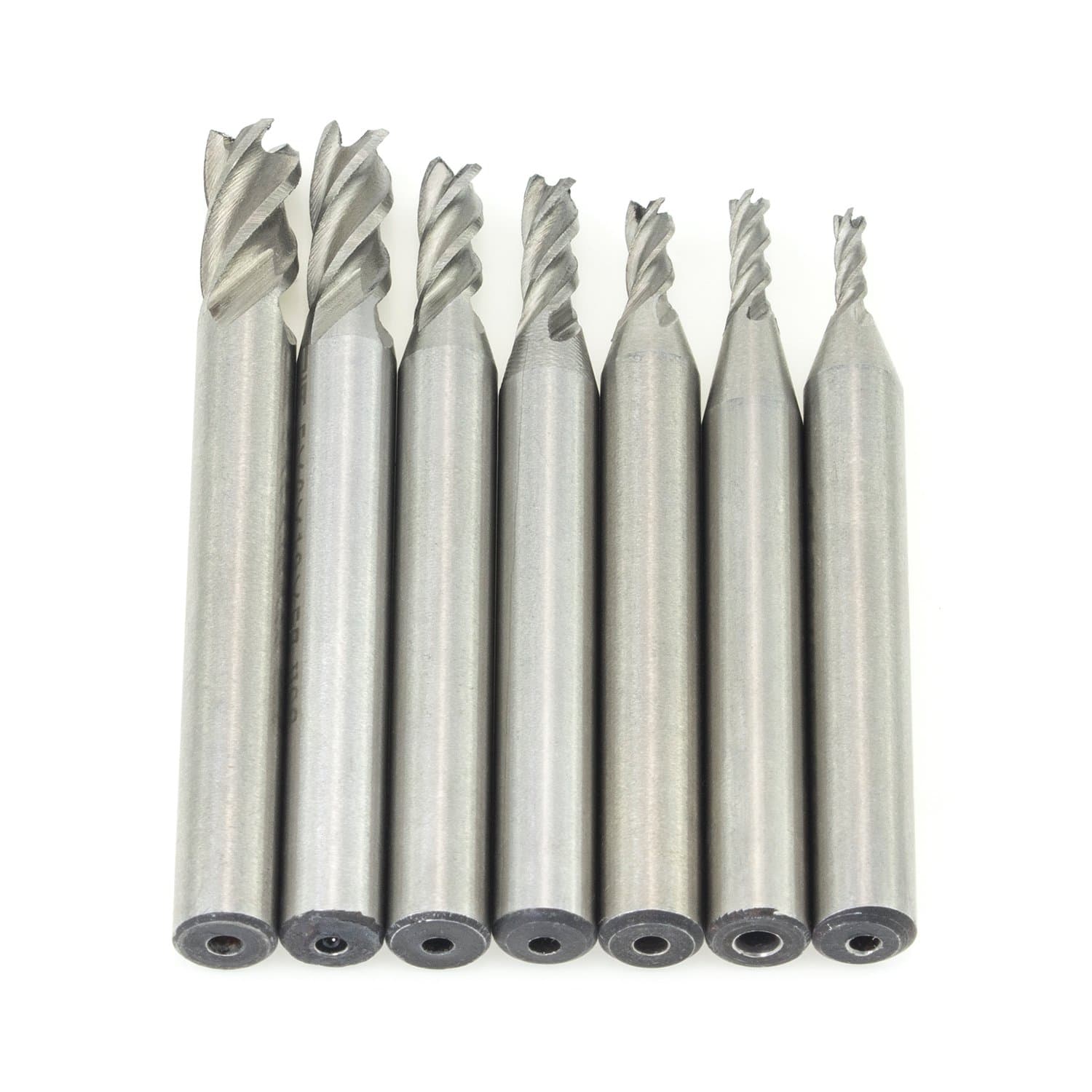Pingranso HSS 4 Flute Straight Shank Square Nose End Mill Cutter, CNC Router Bits (2mm+2.5mm+3mm+3.5mm+4mm+5mm+6mm)