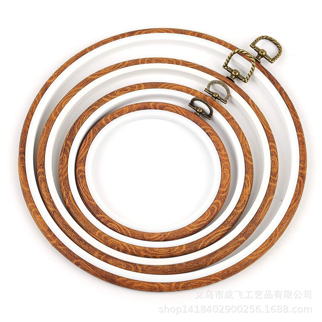 Embroidery Hoops Cross Stitch Hoop Ring Imitated Wood Circle Set Display Frame for Art Craft Handy Sewing and Hanging - Pack of 4 (5.5"+6.7"+8.6"+10")