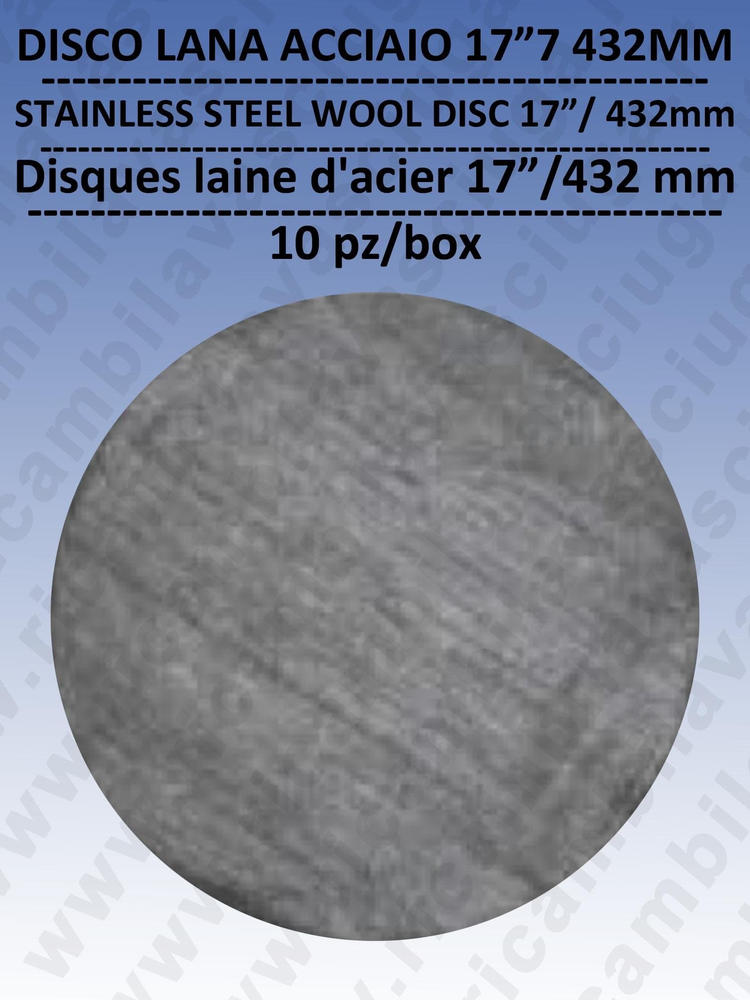 PAD STEEL WOOL DISCS 17" 432mm 10 PIECES for scrubbers