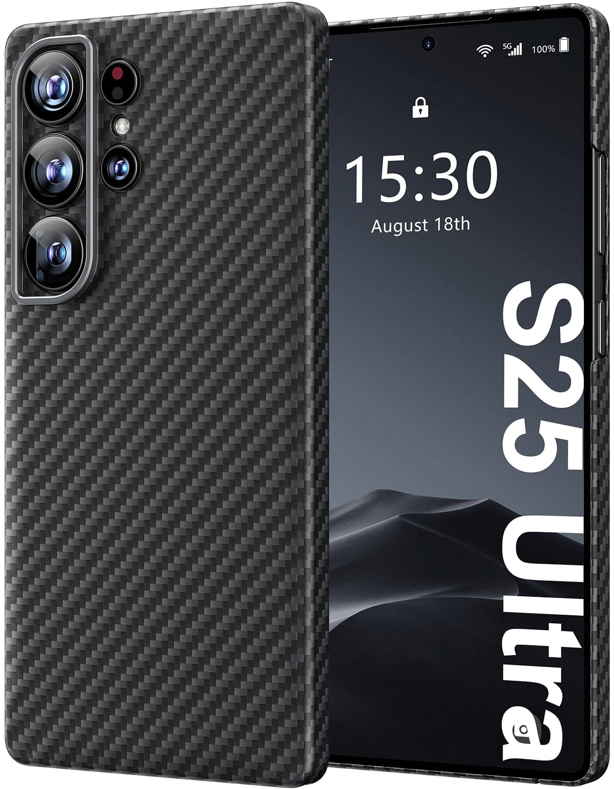 memumi Aramid Fiber Case for Galaxy S25 Ultra, [NO-Case Feeling] Durable Sturdy Aramid Fiber with 0.5mm Slim Case for Galaxy S25 Ultra Thin and Minimalist Design Black