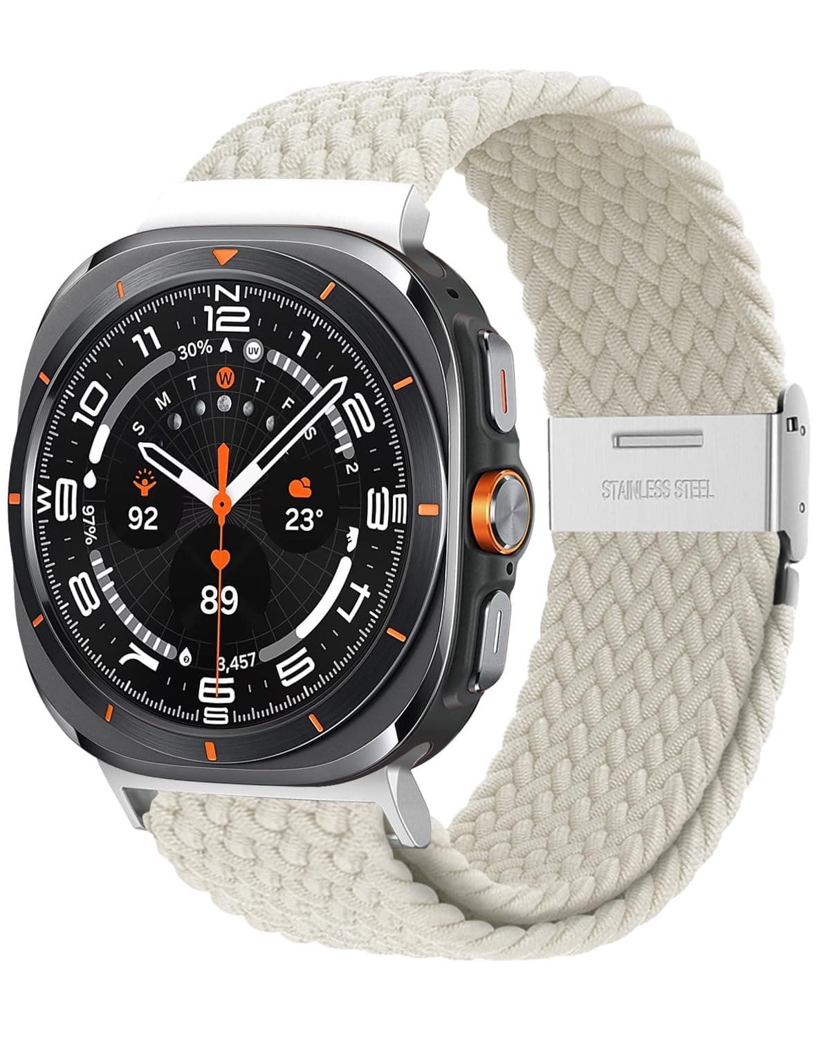 Stretchy Braided Band Compatible with Samsung Galaxy Watch 7 Ultra Bands 47mm, Smartwatch Replacement Elastic Nylon Sport Strap for Samsung Watch Ultra 2024 Men Women