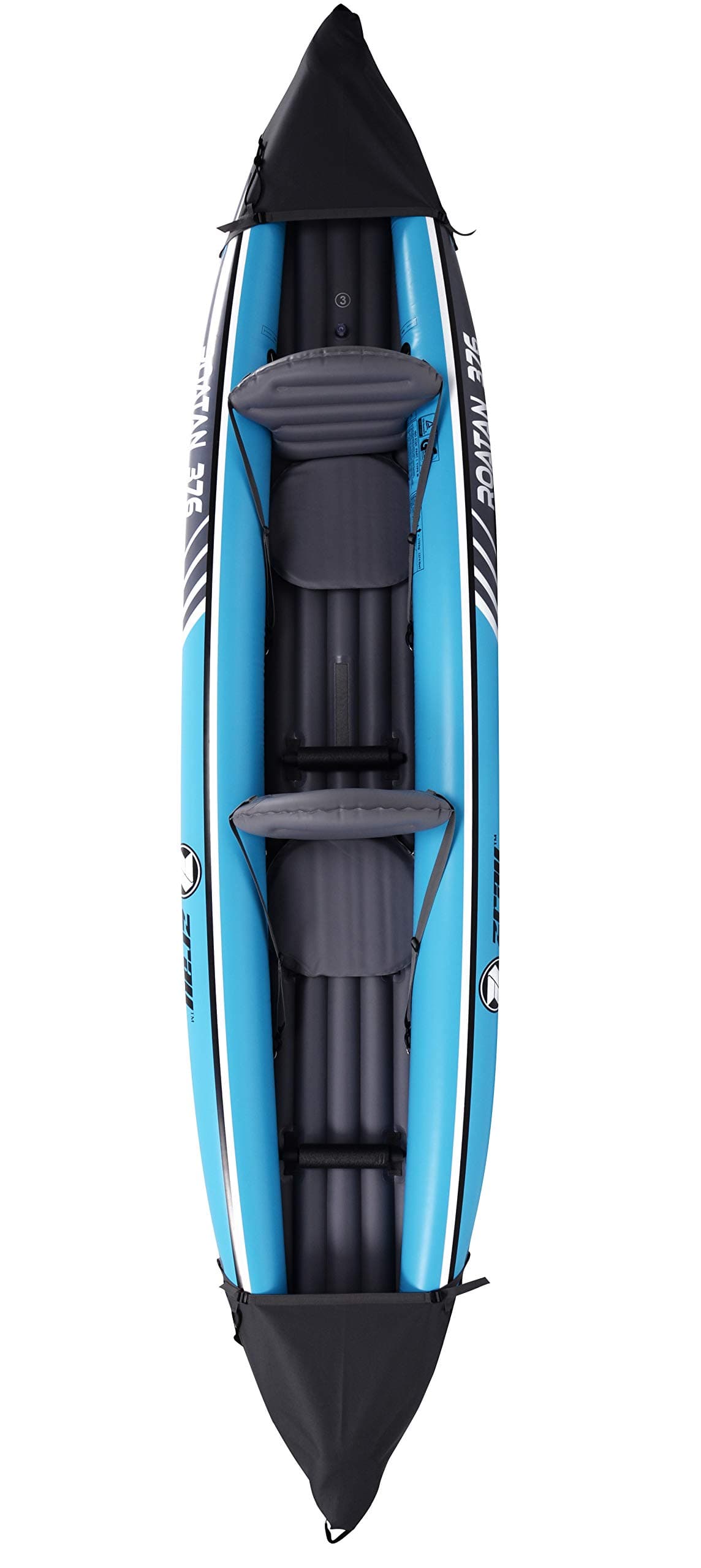 Pool Central 12' Inflatable Black and Blue 2-Person Zray Roatan 376 Kayak Set