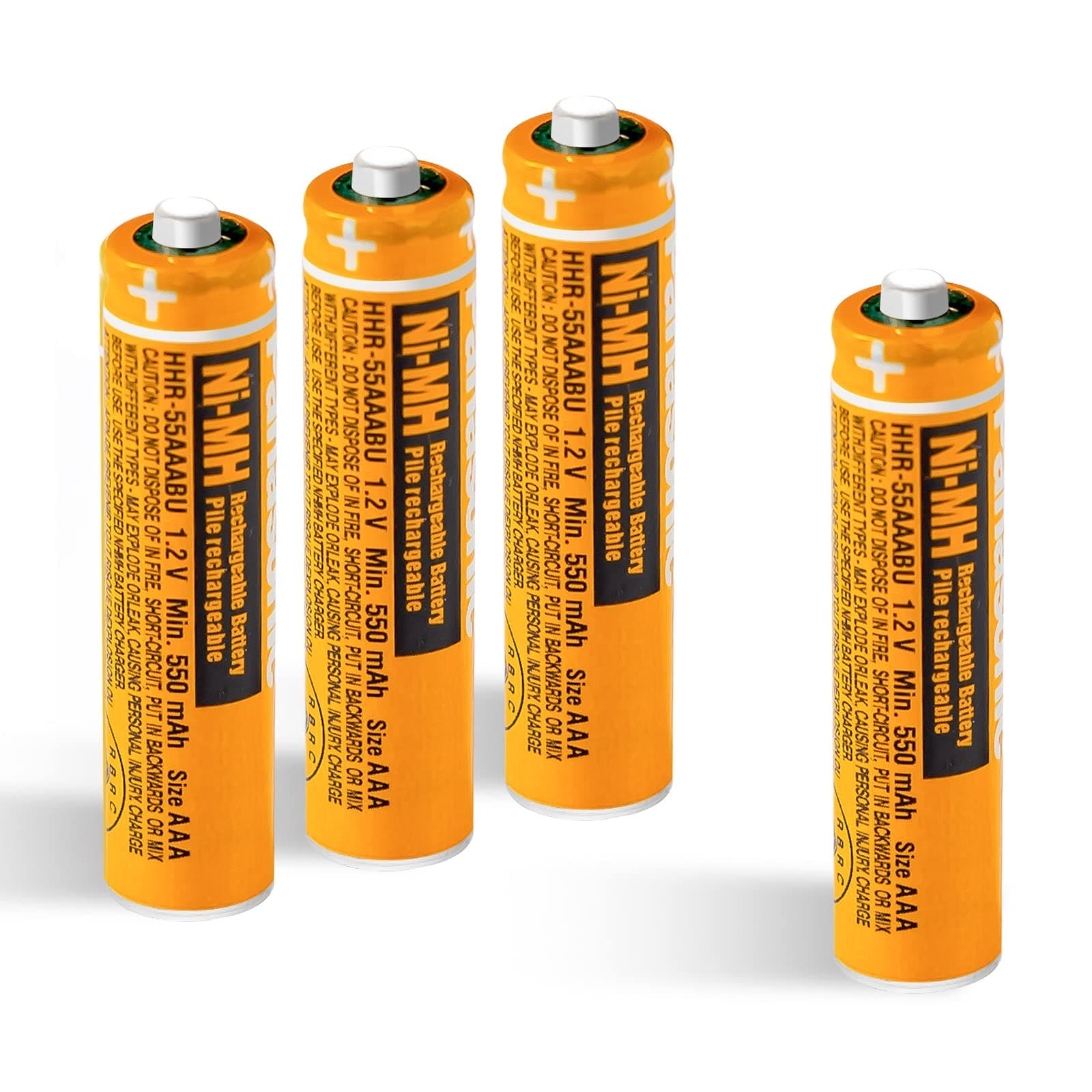 4 Pack 550mAh 1.2V NiMh Rechargeble Battery,HHR-55AAABU NI-MH Replacement Batteries for Pasonic Cordless Phones