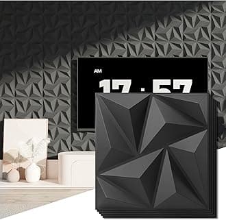 Art3d 3D Wall Panels 100 Pack, 11.8" x 11.8" (97 Sq.ft) PVC Wall Panels - Glue Up Panels Wall Decor for Living Room, Bedroom, Office, Black