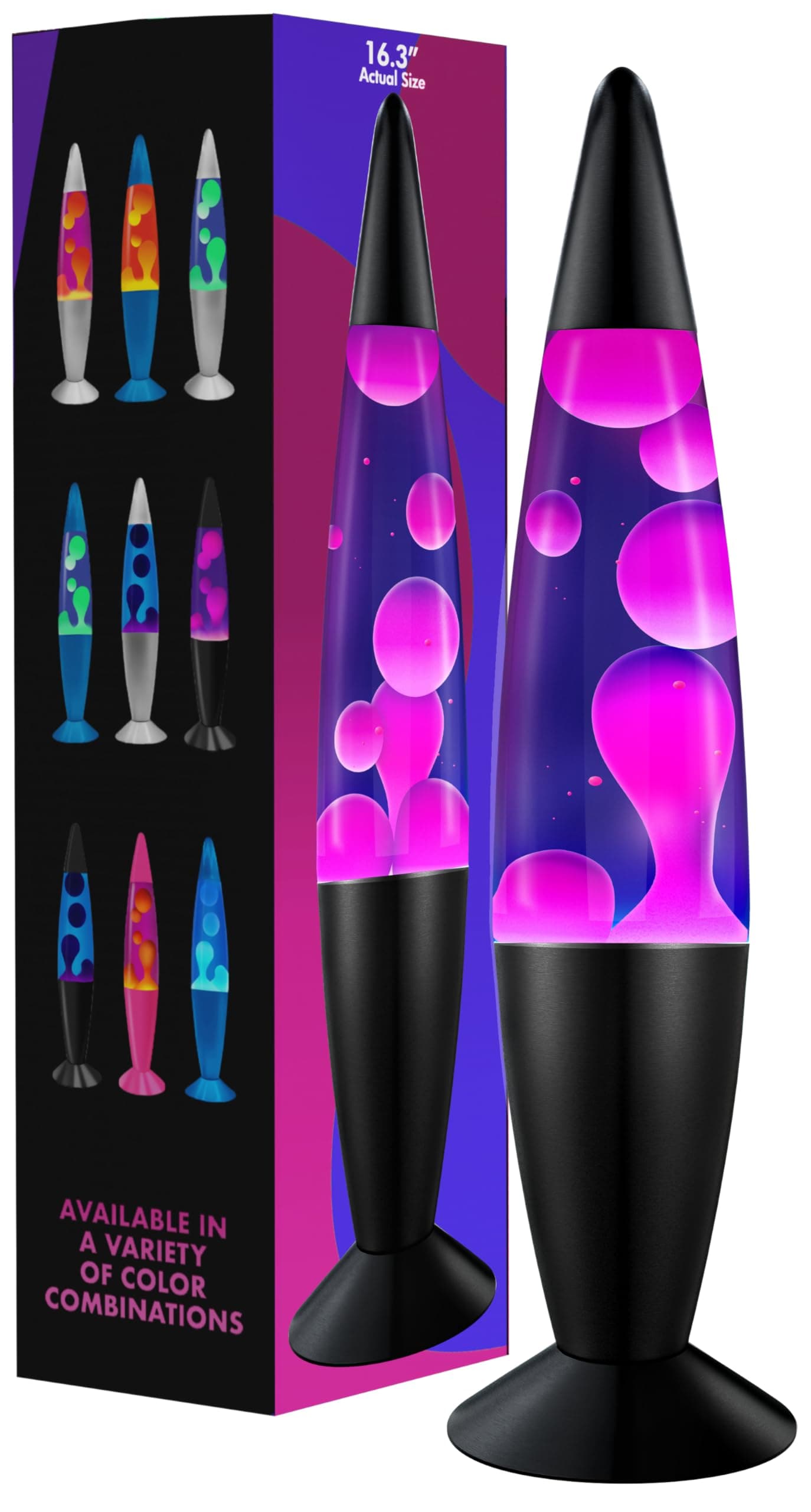 16" Beautiful Lamp- Purple with White/Pink Wax, Relaxing Liquid Lamp for Living Room Office Bedroom Adults Teens Kids, Magma Light, Night Light Nightlight, Home Decor