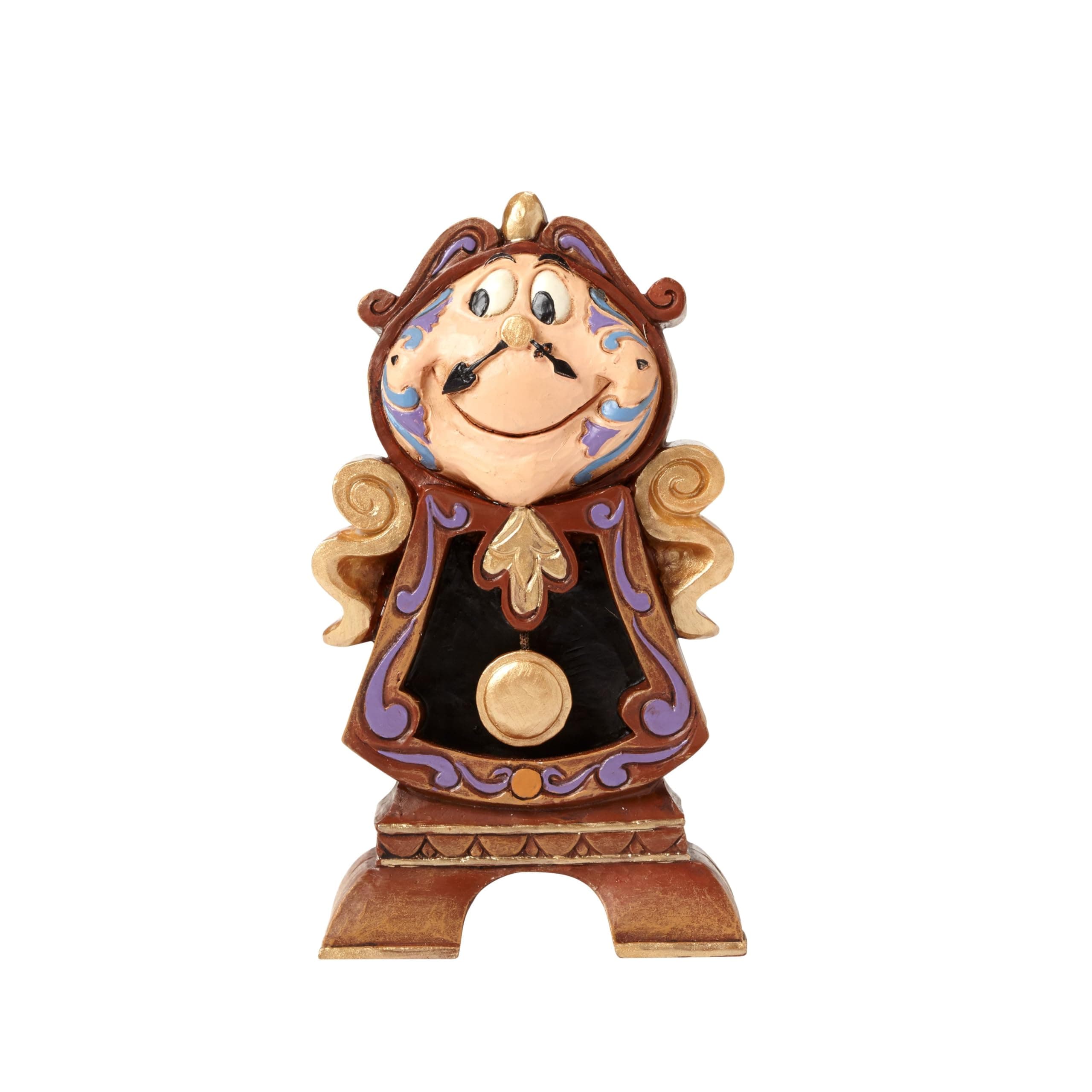 Enesco Disney Traditions Collection by Jim Shore Beauty and The Beast Cogsworth The Clock Miniature Figurine - Resin Hand Crafted Painted Collectible Disney Mini Figurines Home Decor Statue, 4.2 Inch