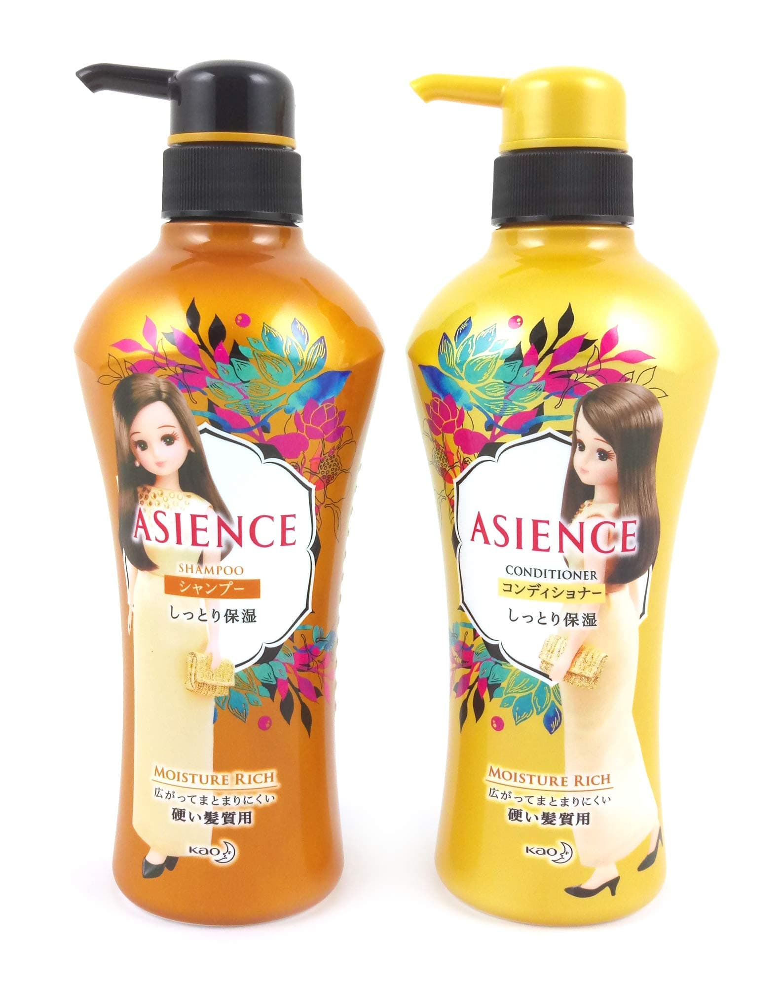 KAO Japan Asience Volume Rich & Moisture Rich Shampoo & Conditioner Set (Moisture Rich)