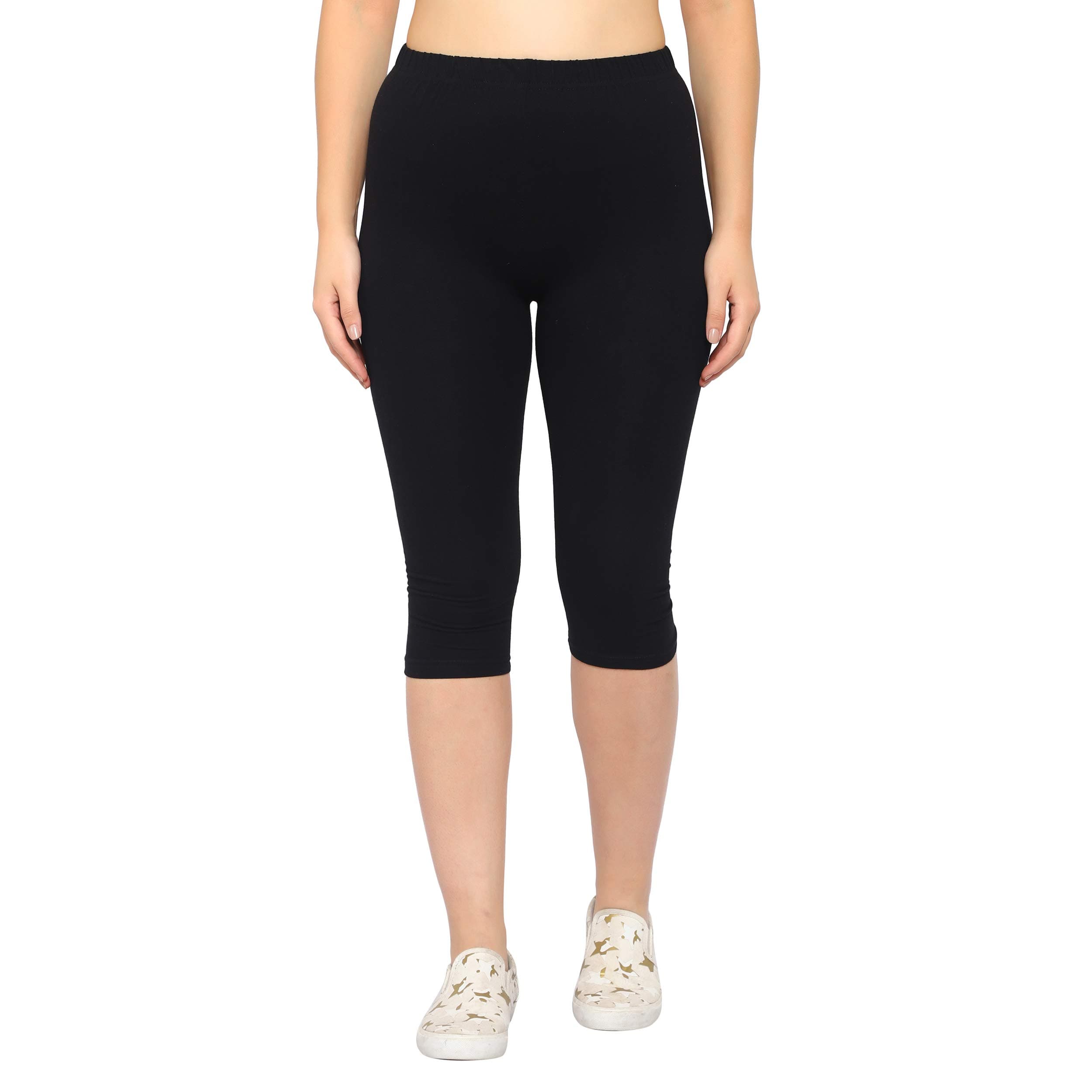 MYO Women's Capri Regular Leggings (VPI80585_CO1_Black_XXL)