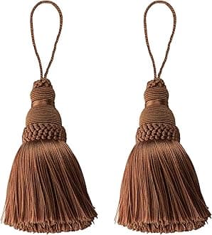 Fenghuangwu Colorful Tassel Key Tassel DIY Accessories for Curtain and Home Decoration-coffee-2PCS