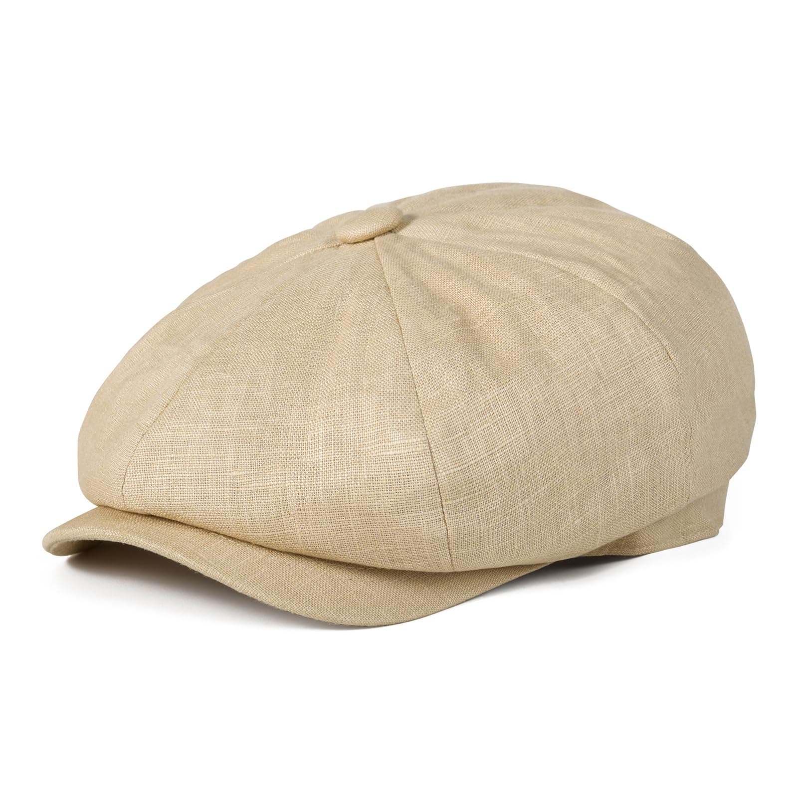 BOTVELA Men's Linen Newsboy Cap Herringbone Breathable Summer Hat