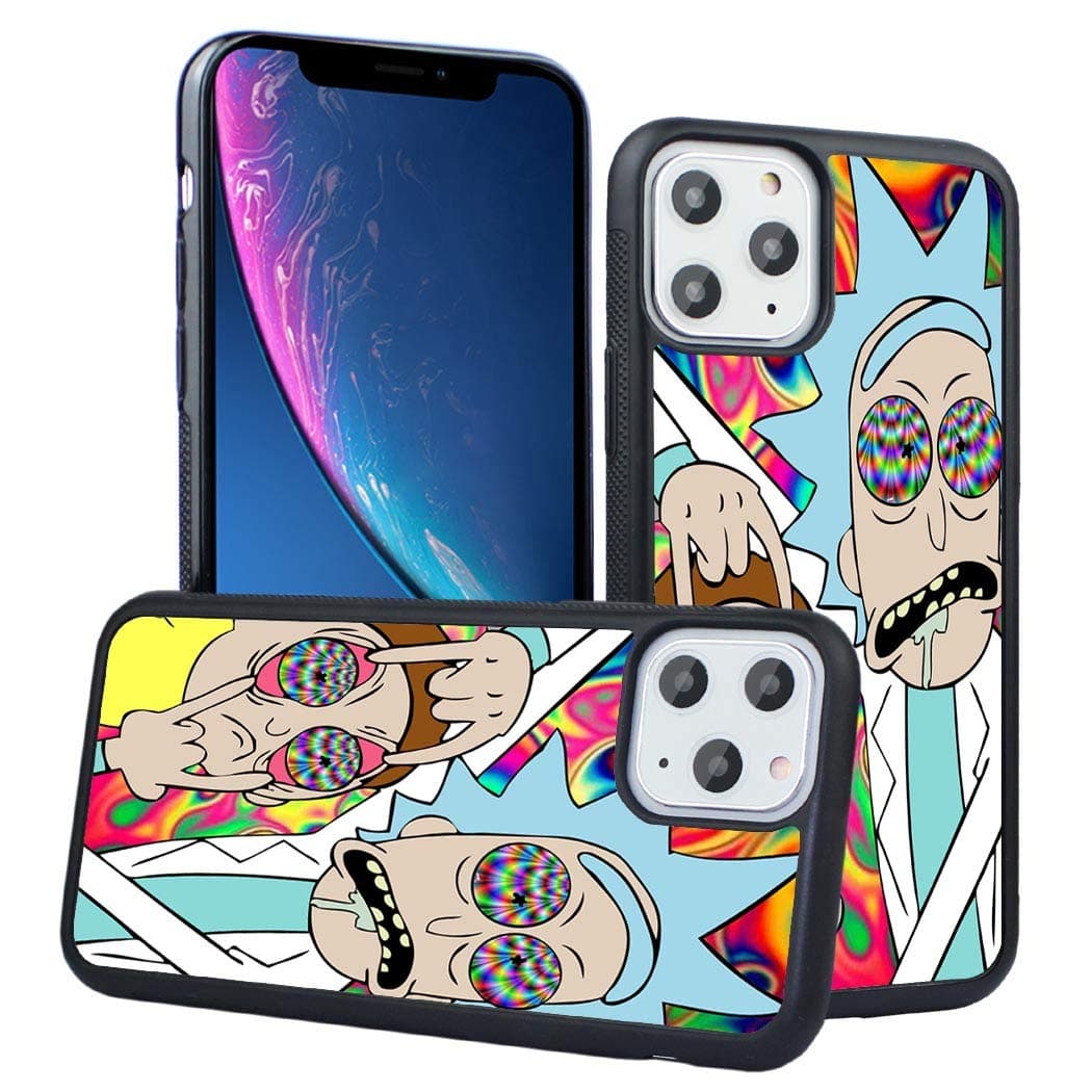 Li.Lin Compatible with Iphone 11 Pro Max Case,Rick and Morty Antiskid Handle Black Phone Case Cover for iPhone 11 Pro Max 6.5 Inch
