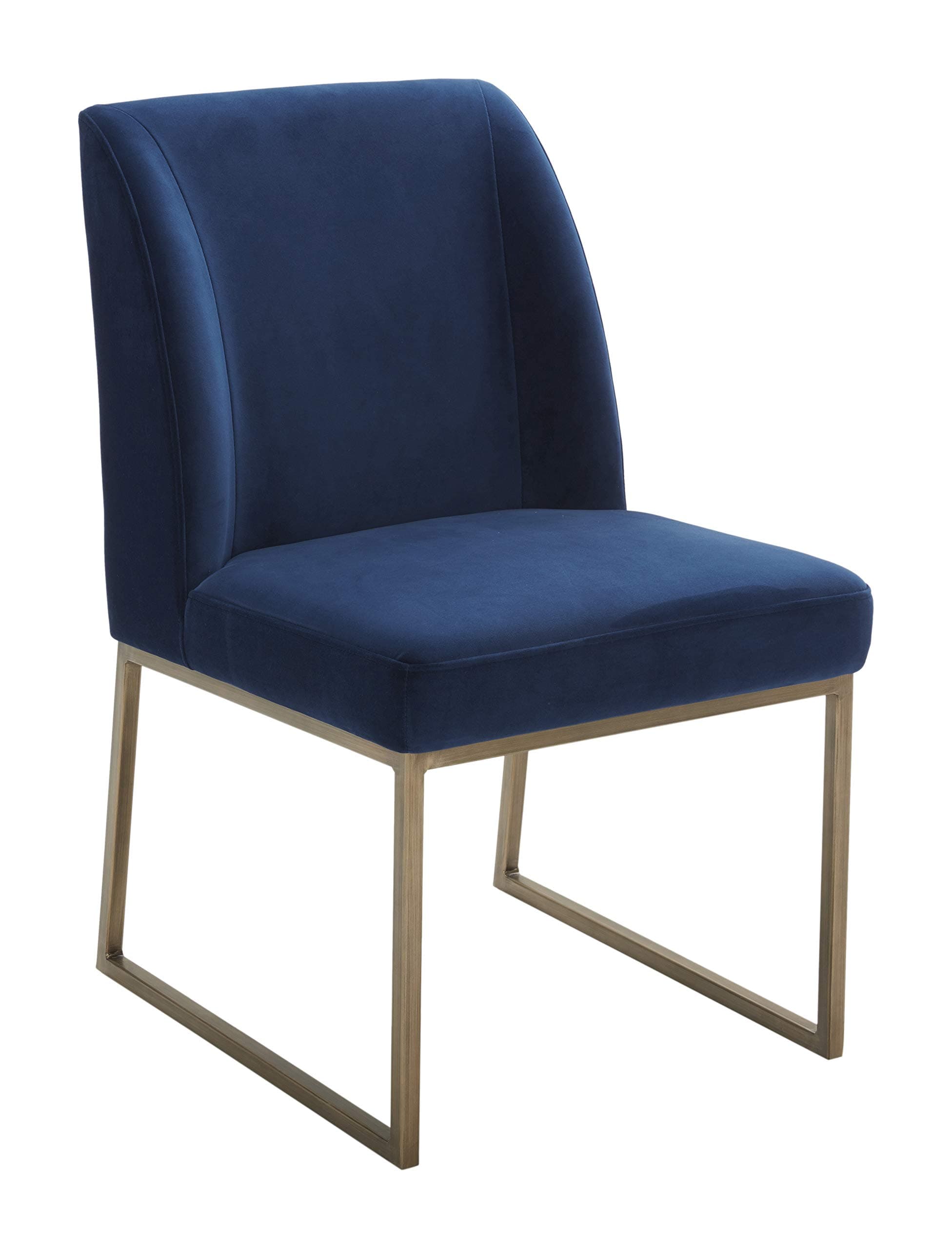 Amazon Brand – Rivet Contemporary Dining Chair with Brass Metal Base, 34"H, Ink Blue