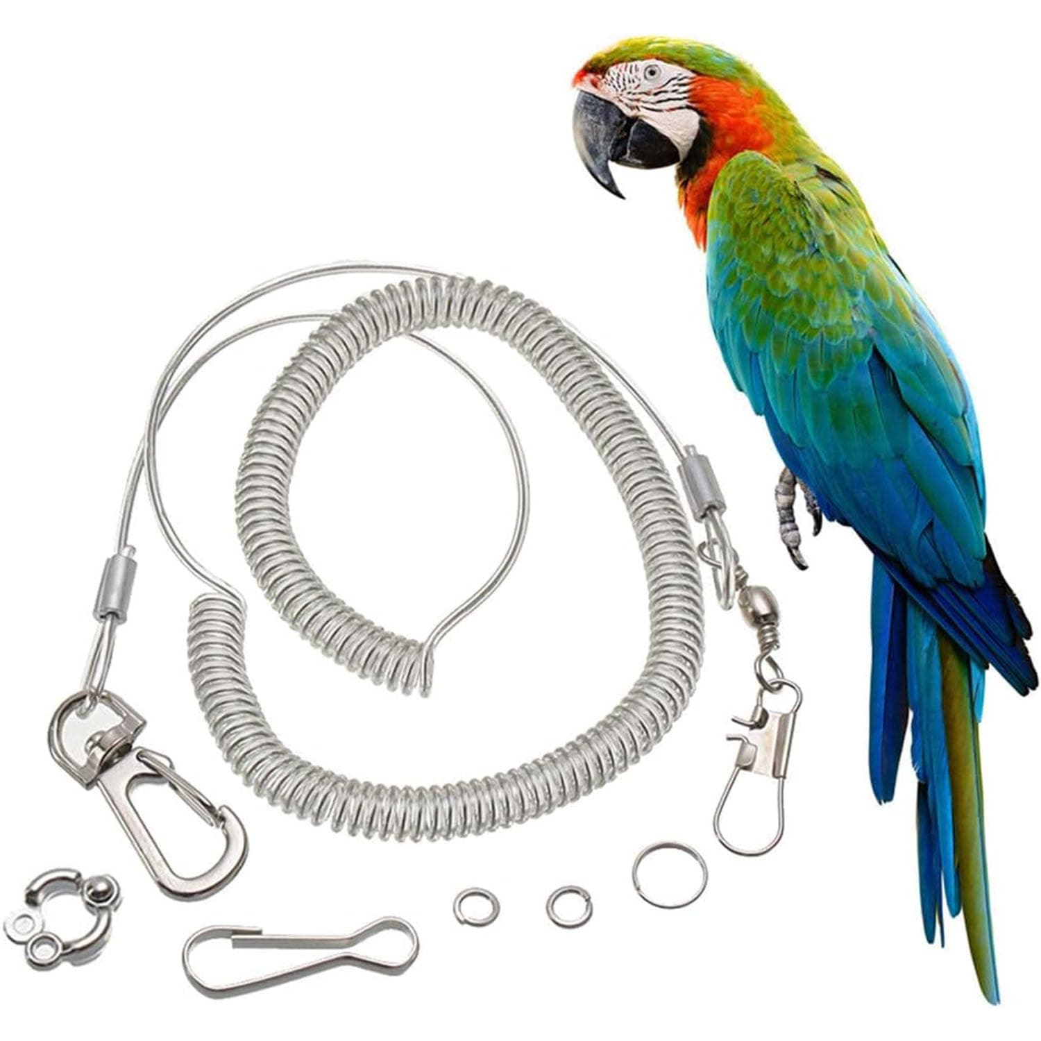 Fuin Parrot Flying Rope, 3M Bird Leash, Anti Bite Aviator Training Harness Leash Pet Supplies For Macaw, African, Greys, Parakeet, With 3 Foot Rings(5.5Mm)