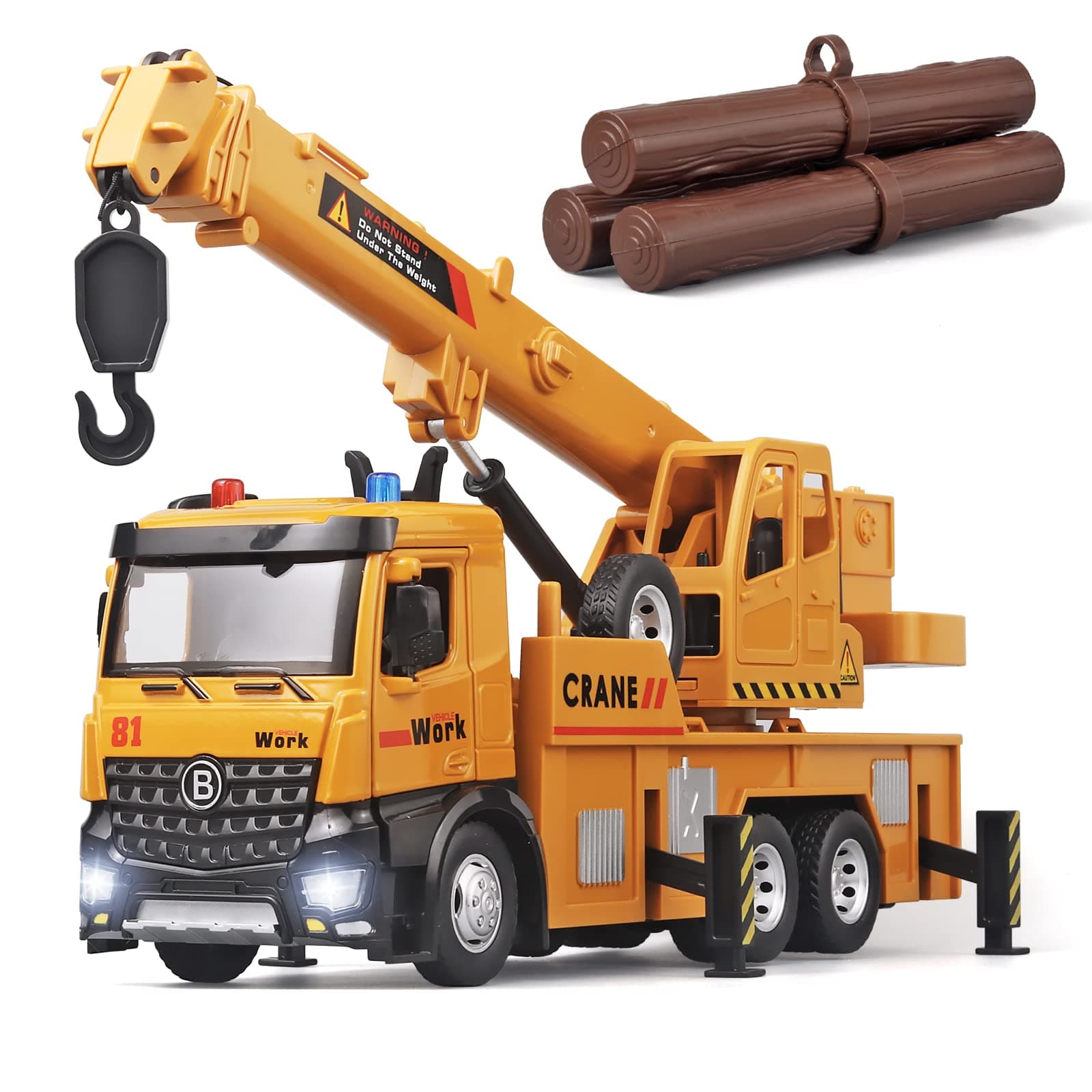 Children Crane Toy Metal DieCast Crane Model，Construction Truck Toys with Simulated Sounds and Lights，Suitable for Ages 3 and Up Toy Crane for Boys
