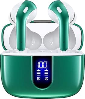 Bluetooth Headphones True Wireless Earbuds 60H Playback LED Power Display Earphones with Wireless Charging Case IPX5 Waterproof in-Ear Ear buds with Mic for TV Smart Phone Laptop Computer Sports