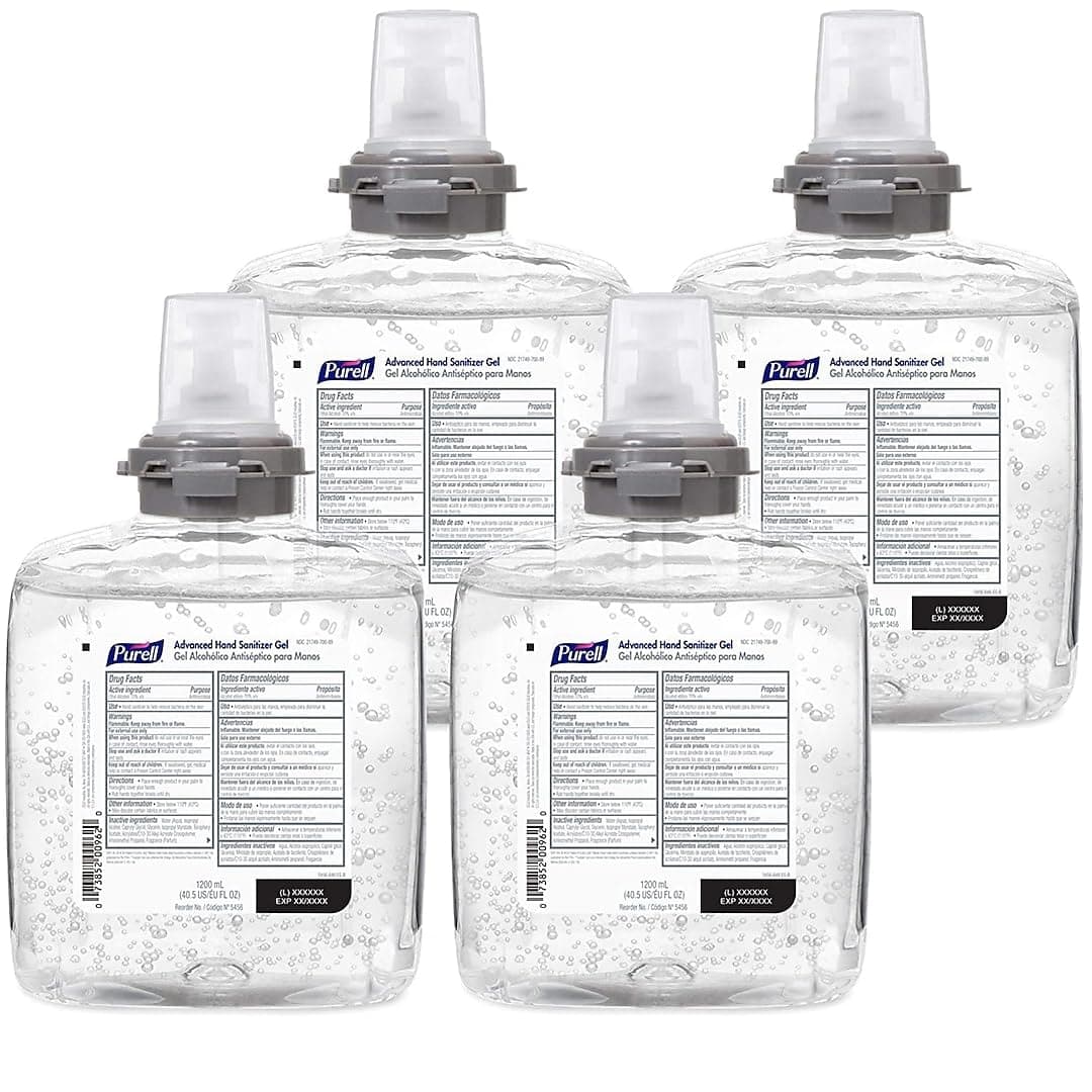 Purell Advanced Hand Sanitizer Gel, 1200 mL Sanitizer Refill TFX Touch-Free Dispenser (Pack of 4) - 5456-04