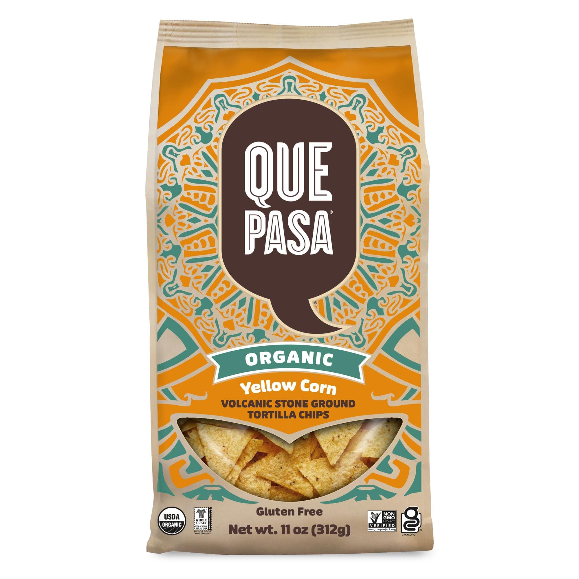 Que Pasa Organic Yellow Corn Tortilla Chips, 11 oz (Pack of 1), Gluten Free, Non-GMO, by Nature's Path