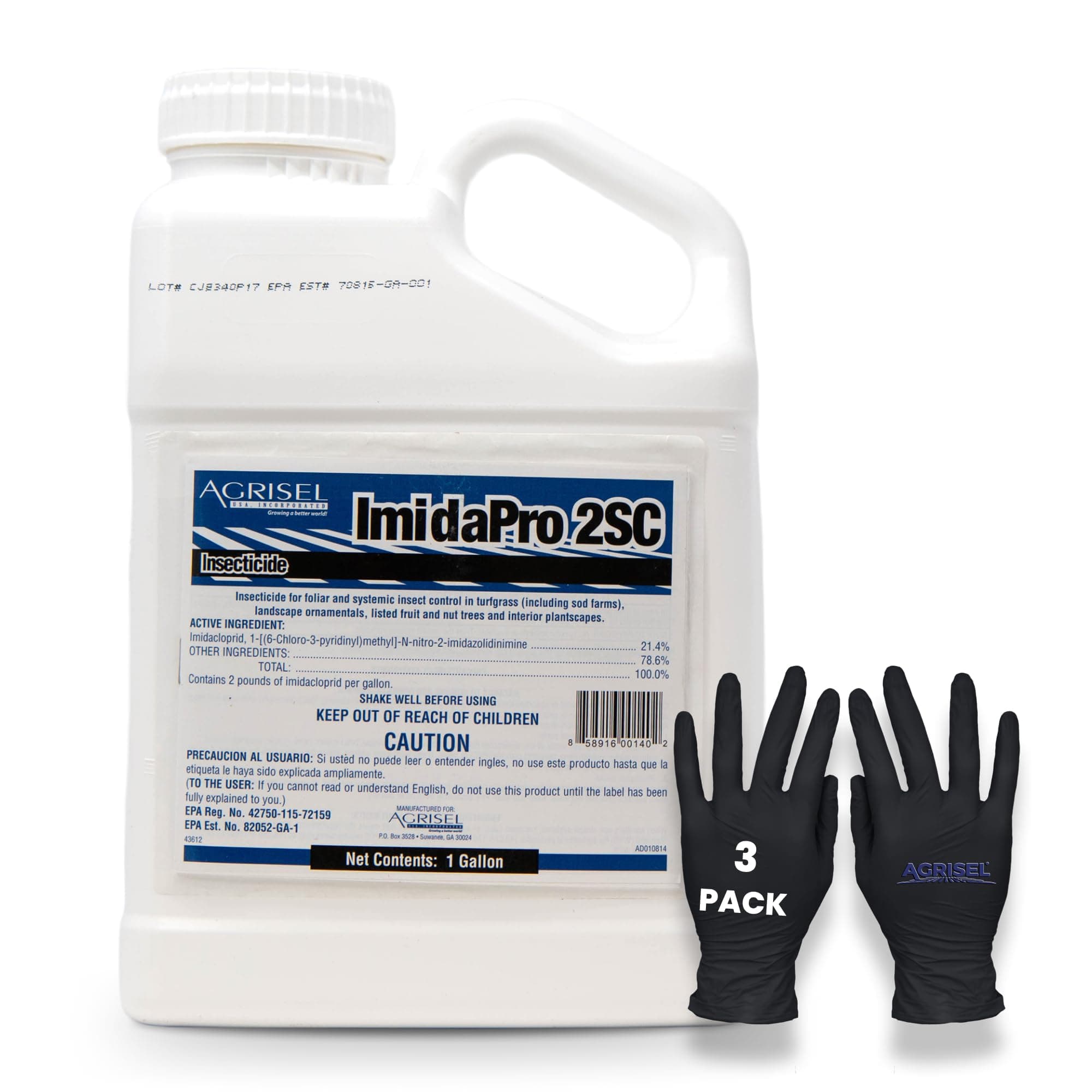 ImidaPro 2SC/Midash 2SC Insect & Pest Control, Residential & Commercial, Effective Against 100+ Pests, Outdoor Use Only, Includes 3-Pack of Agrisel Protective Gloves, 128 Ounces