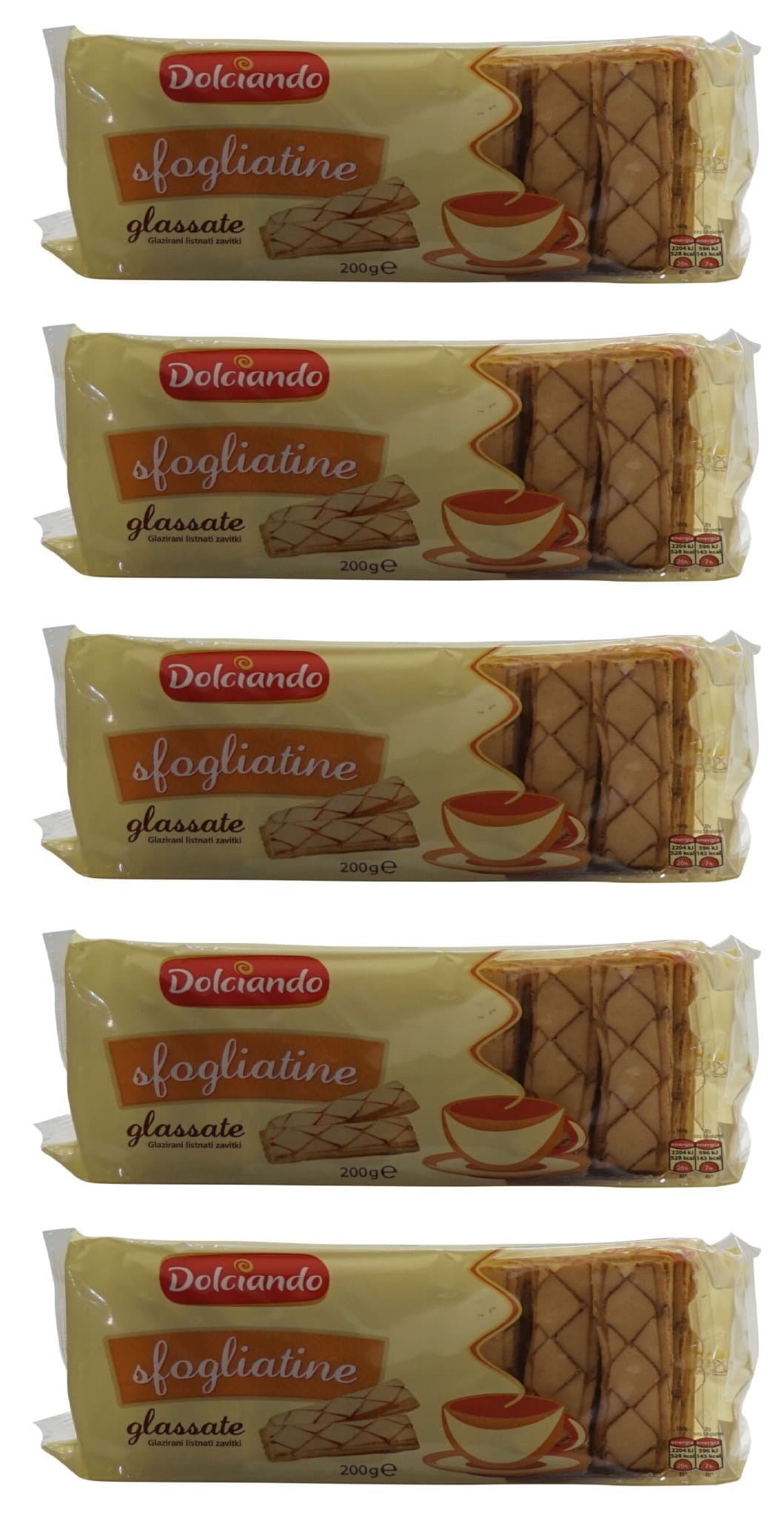 Dolciando: "Sfogliatine Glassate" Apricot Glazed Puff Pastry 200grams Package (Pack of 5) [ Italian Import ]