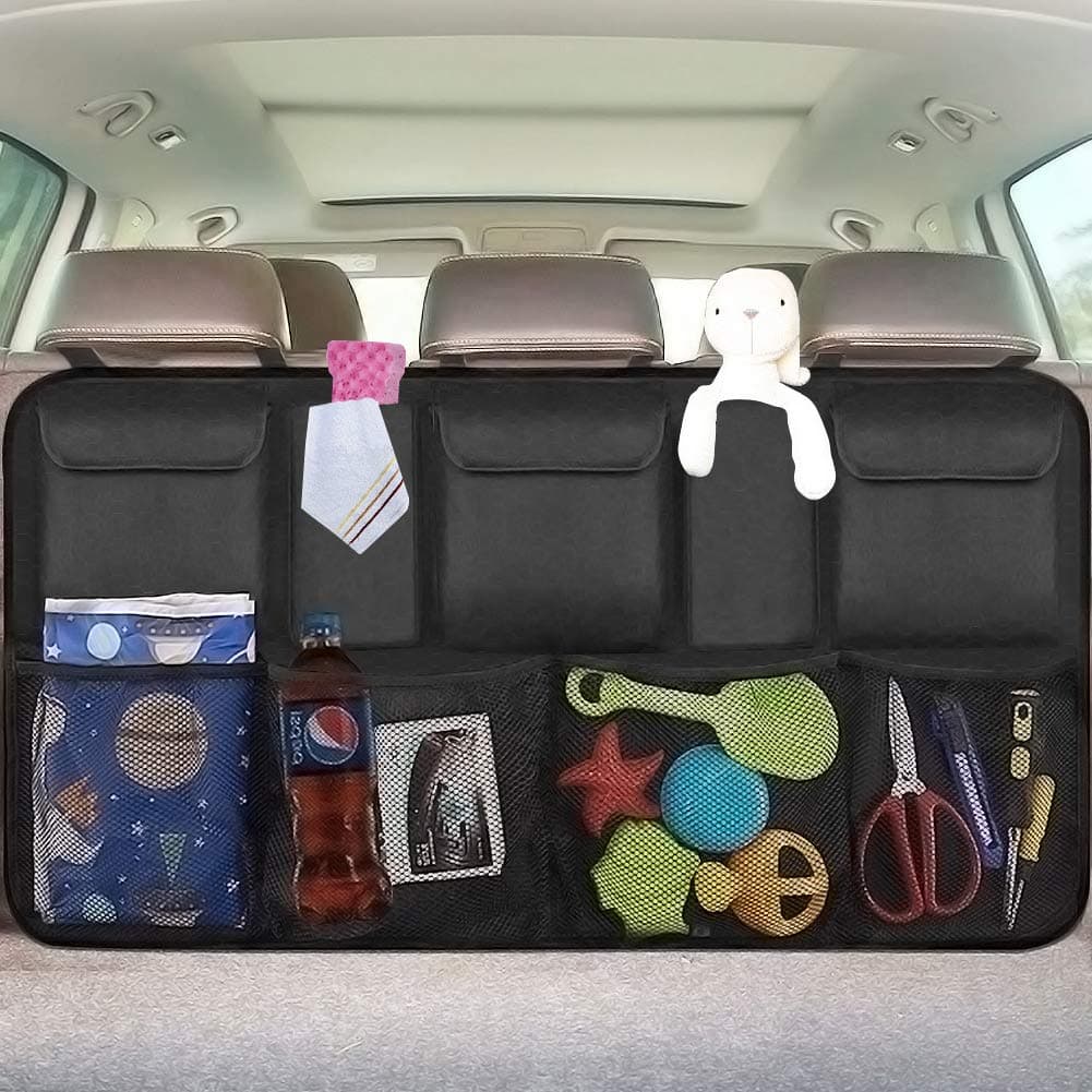 ECWKVN Car Boot Organiser,Muliti-Pockets Car Trunk Storage Tidy bag,Children’s Travel Bag,Car Organiser Seat Back Protectors,Car Accessories Interior,9 Pockets for Larger Size XXL(42.5 * 20.5")